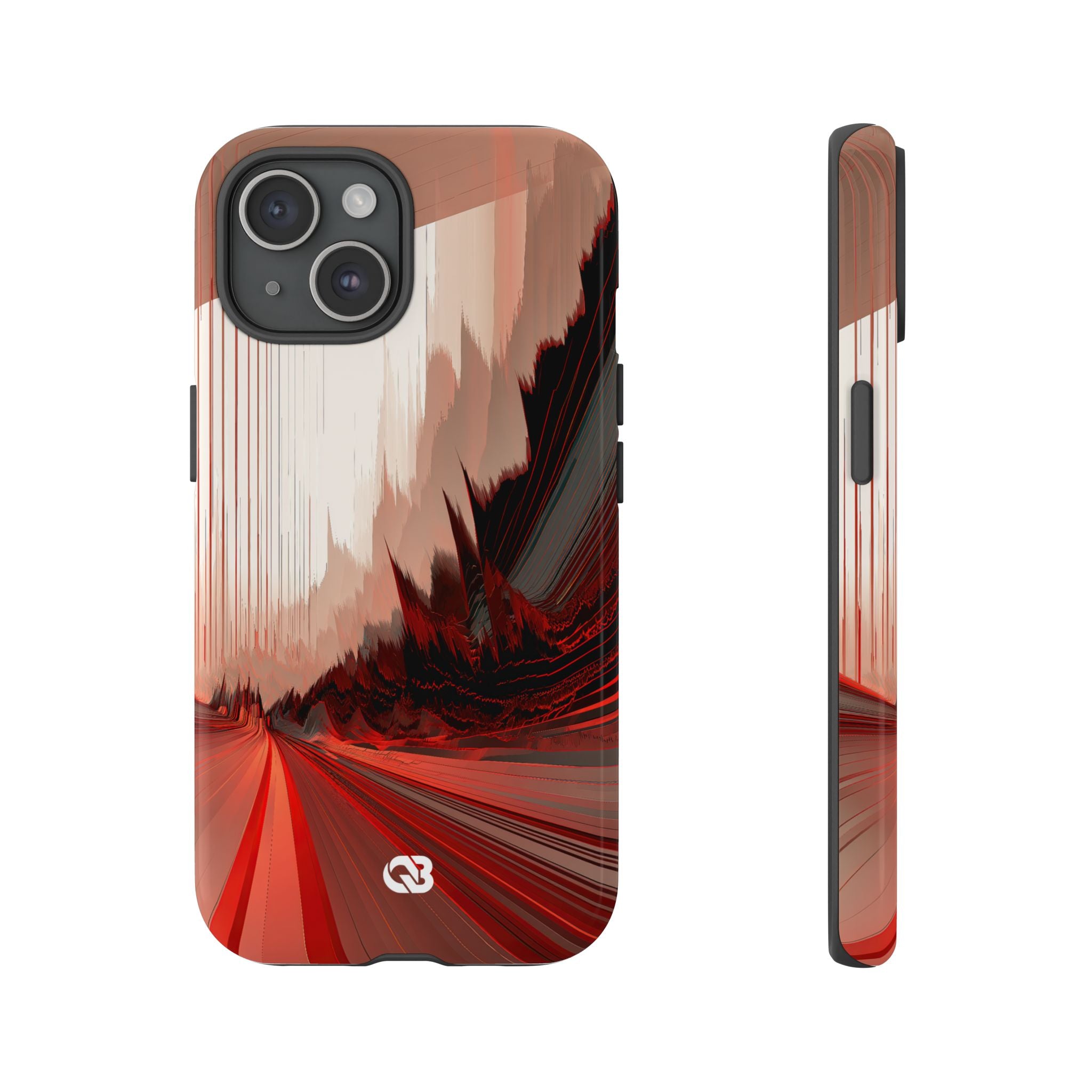 Red Tough Phone Case for iPhone - Crimson Pulse Horizon