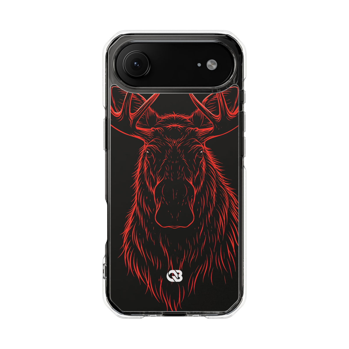 Nordic Moose Contour · Clear Impact Magnetic Phone Case for iPhone · Red