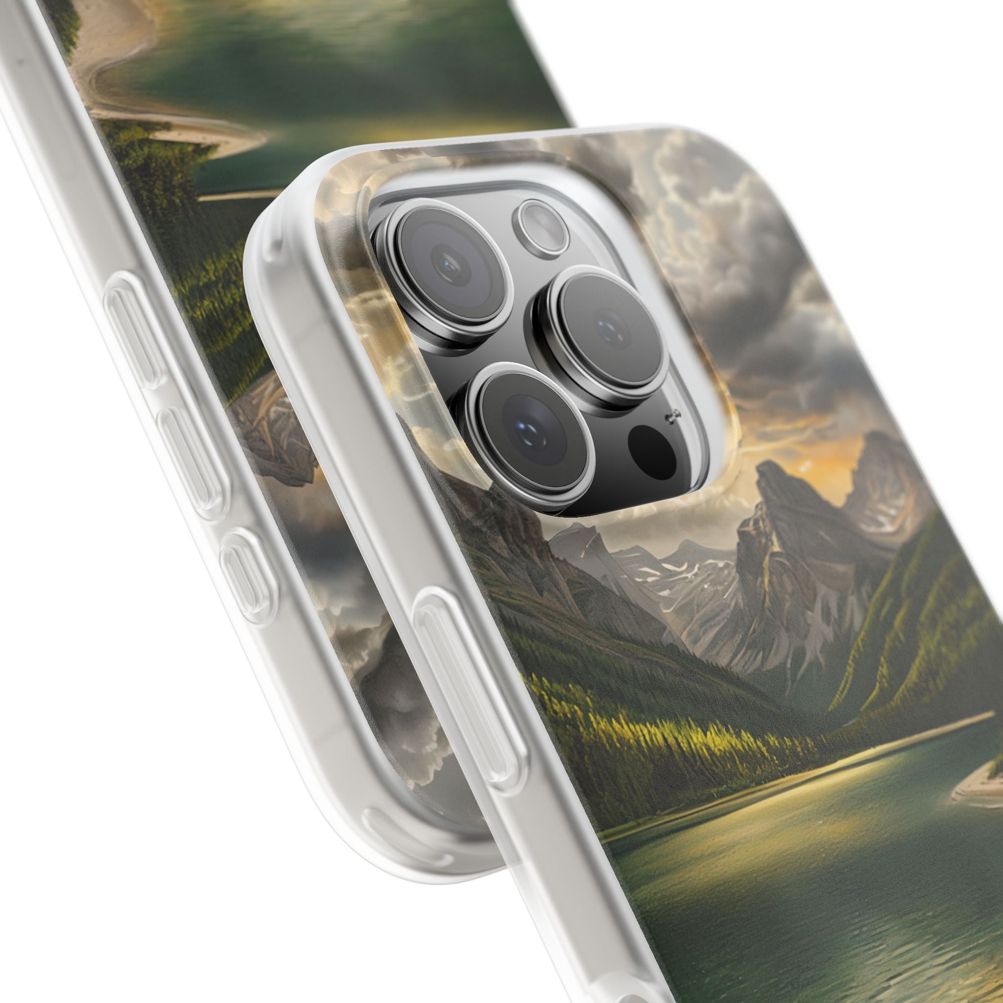 Gilded Mountain Lake · Soft Phone Case for iPhone