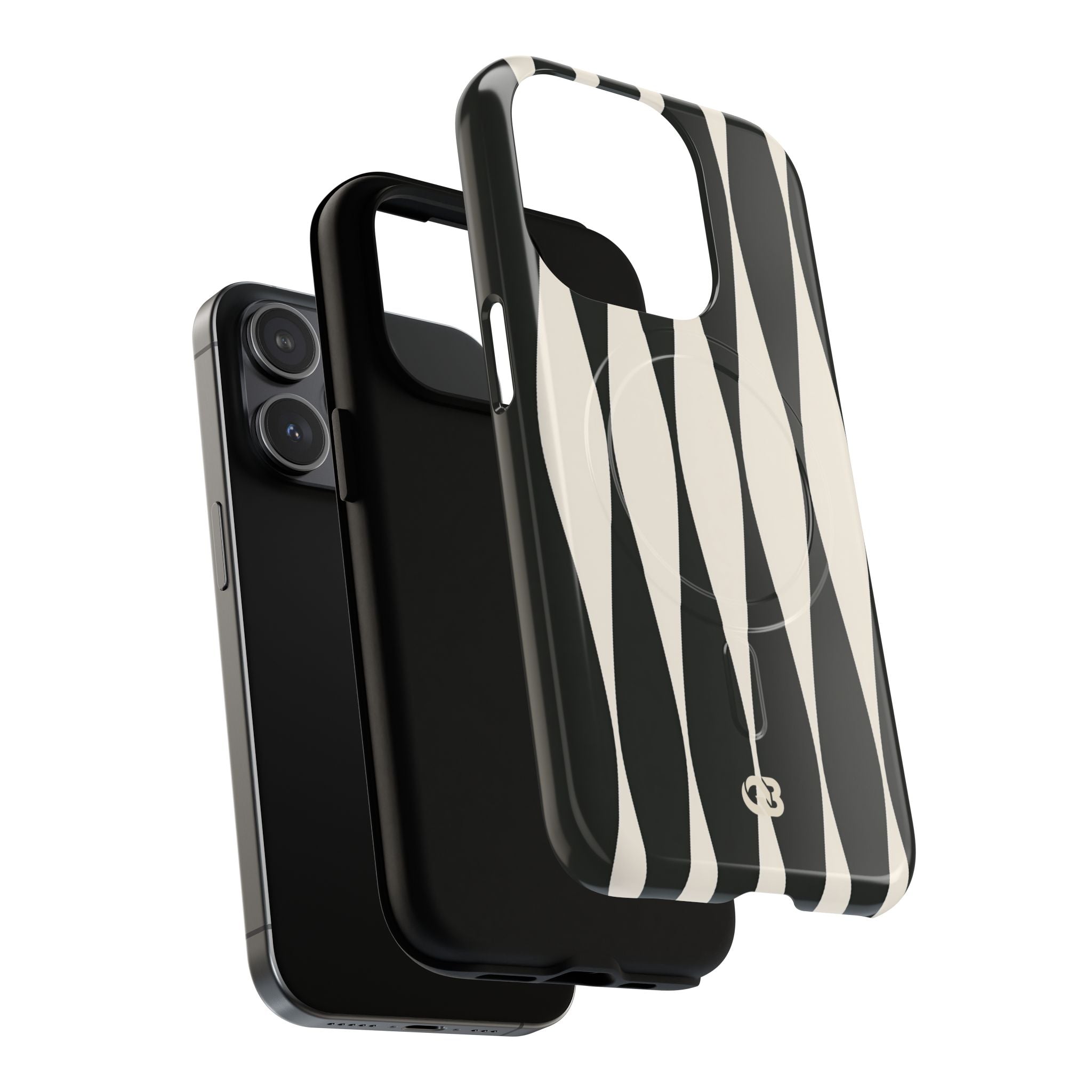 Black Tough 2.0 Magsafe Phone Case for iPhone - Ivory Spindle Grid