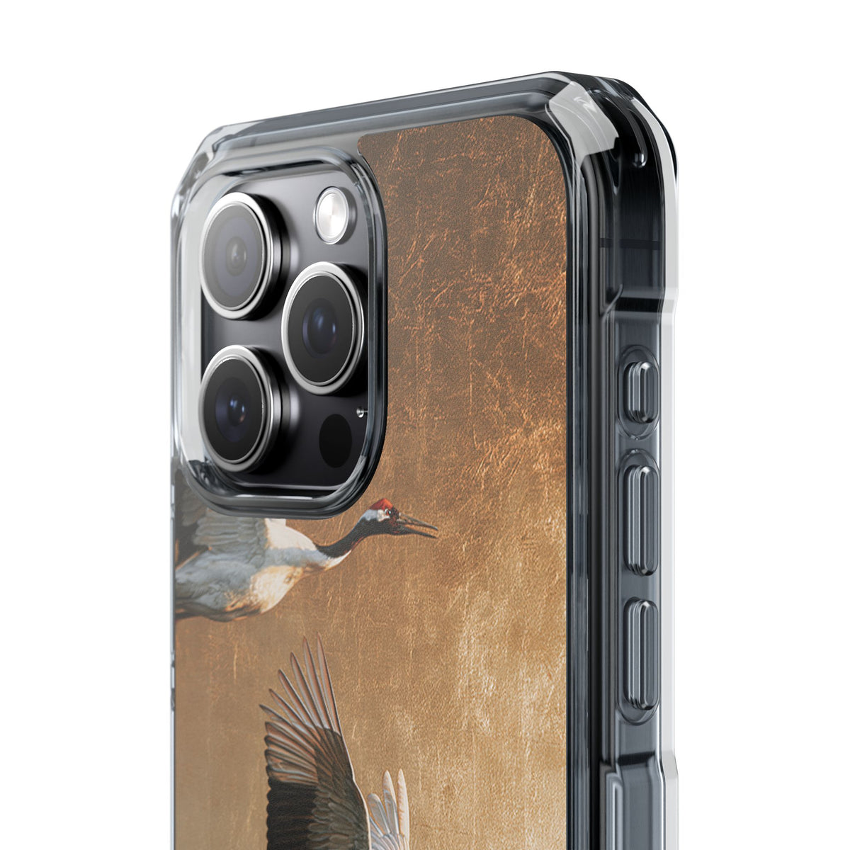 Golden Crane Flight · Clear Impact Magnetic Phone Case for iPhone · Gold