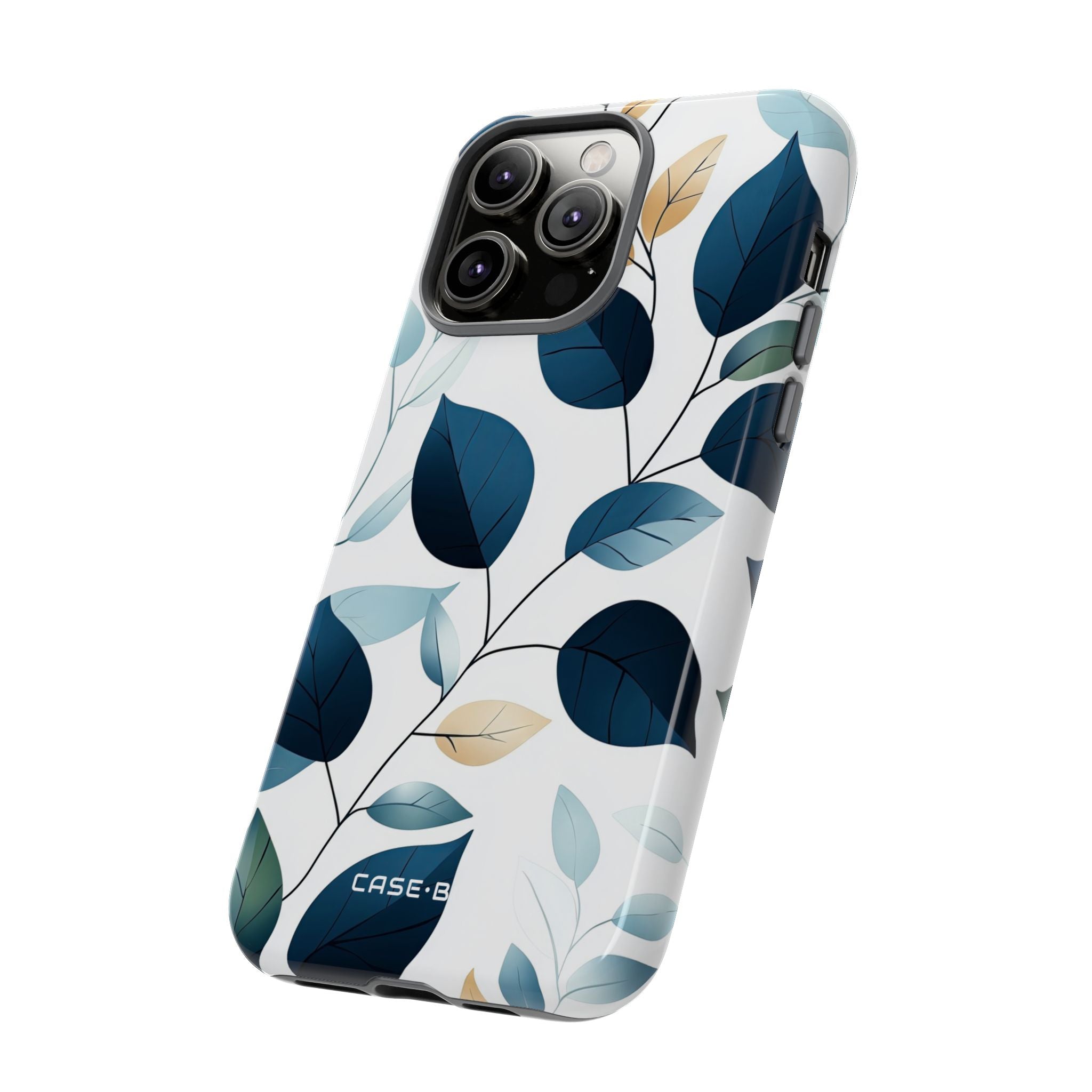 Navy Leaf Veins iPhone 14 Pro Max Case - Tough