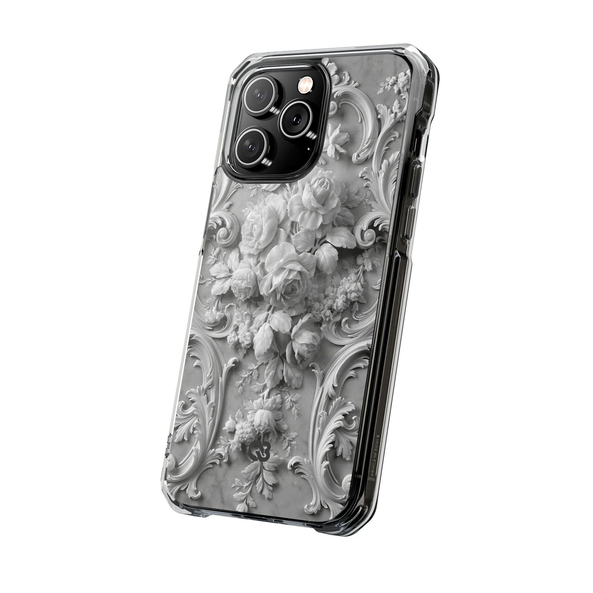 Rococo Marble Rose · Clear Impact Magnetic Phone Case for iPhone · White