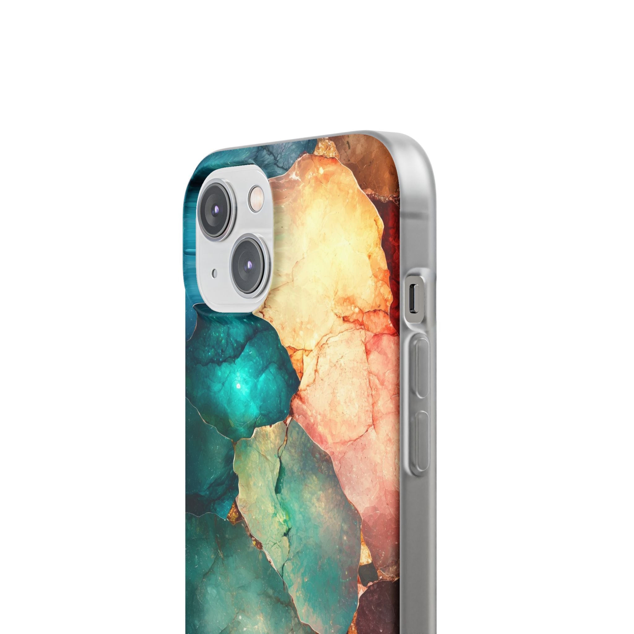 Teal Mosaic Veins iPhone 14 Cover - Soft