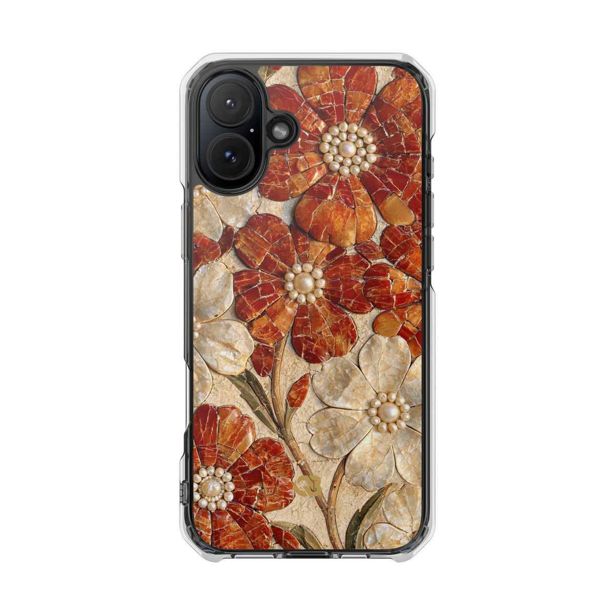 Carnelian Pearl Bloom · Clear Impact Magnetic Phone Case for iPhone · Orange