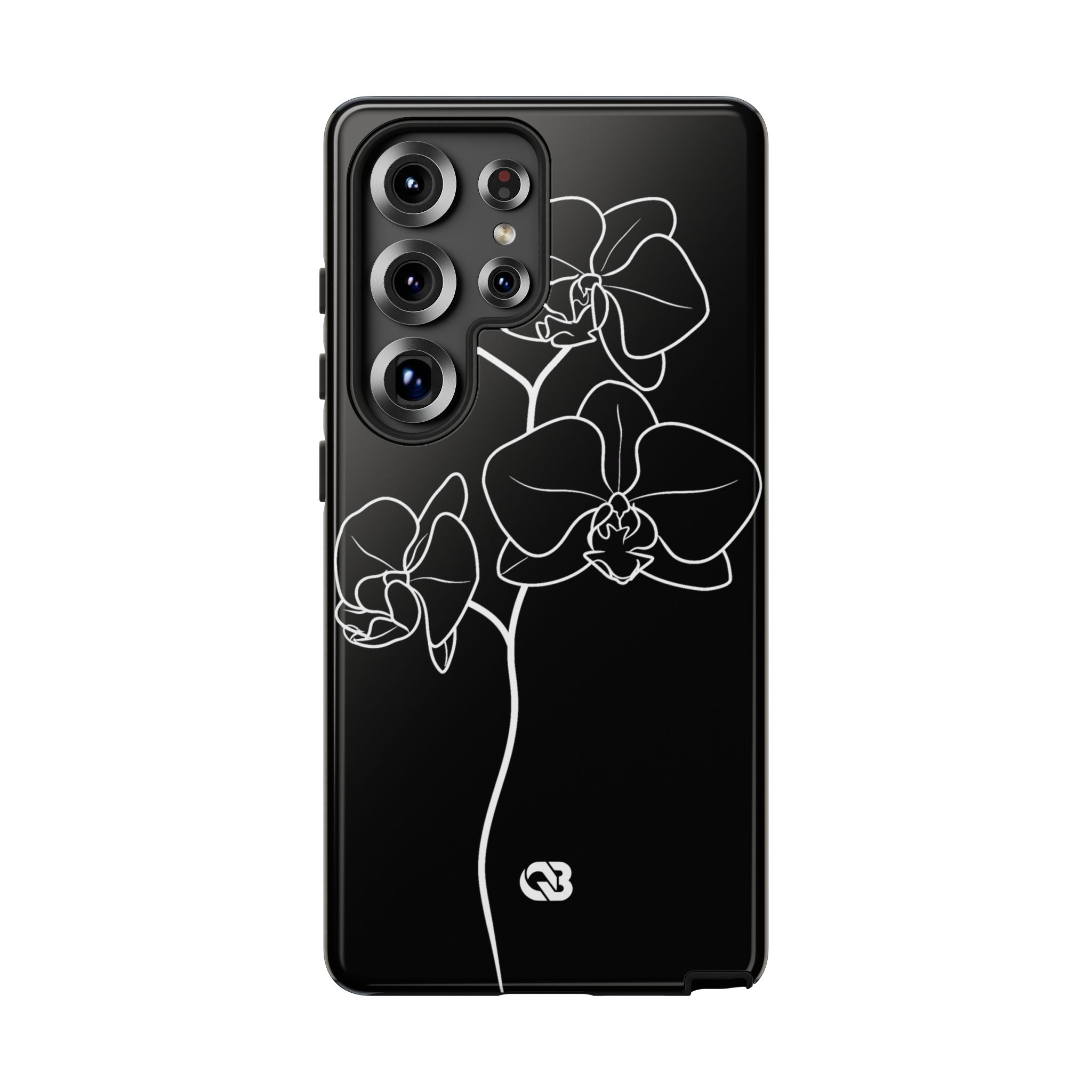 Black Tough Phone Case for Samsung - Noir Alabaster Orchid
