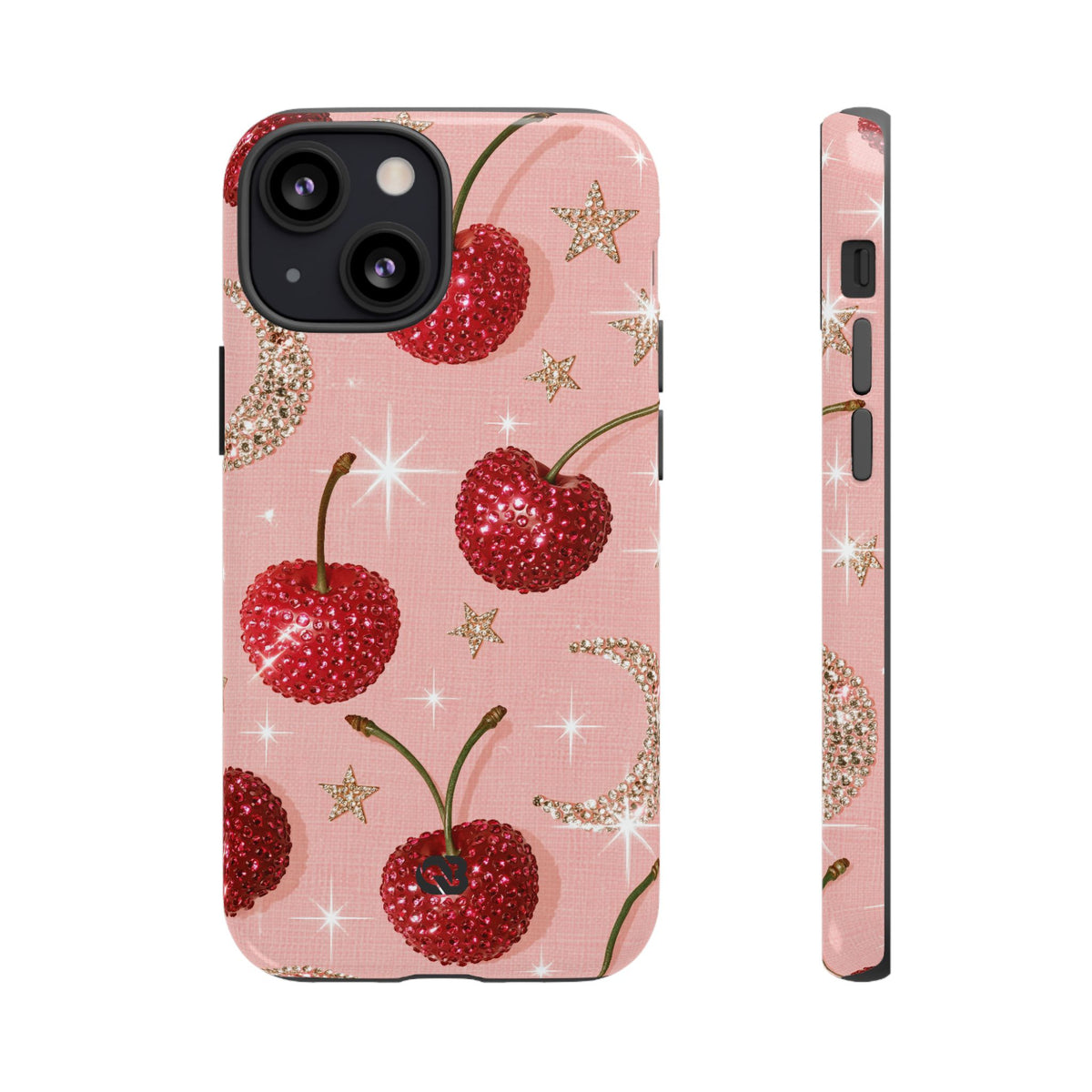 Bedazzled Ruby Cherries · Tough Phone Case for iPhone · Pink