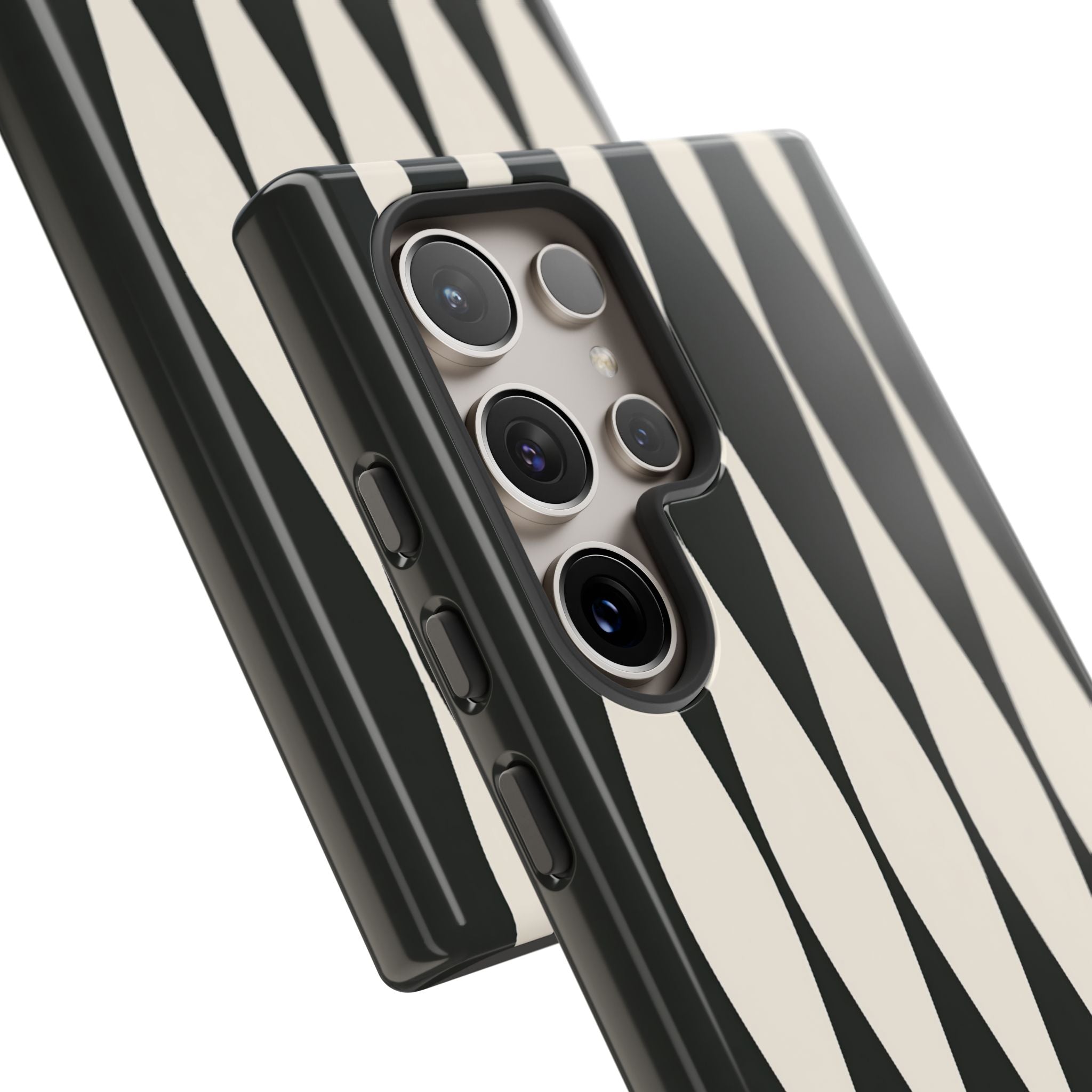 Black Tough Phone Case for Samsung - Ivory Spindle Grid