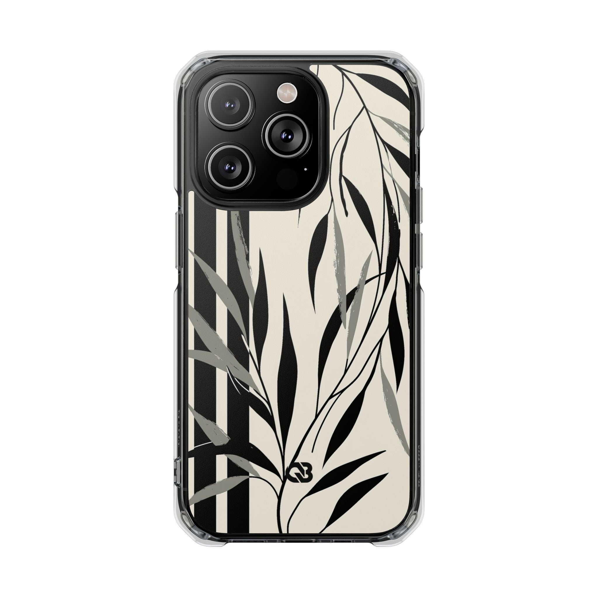 Beige Impact MagSafe Phone Case for iPhone - Soot Leaf Sketch