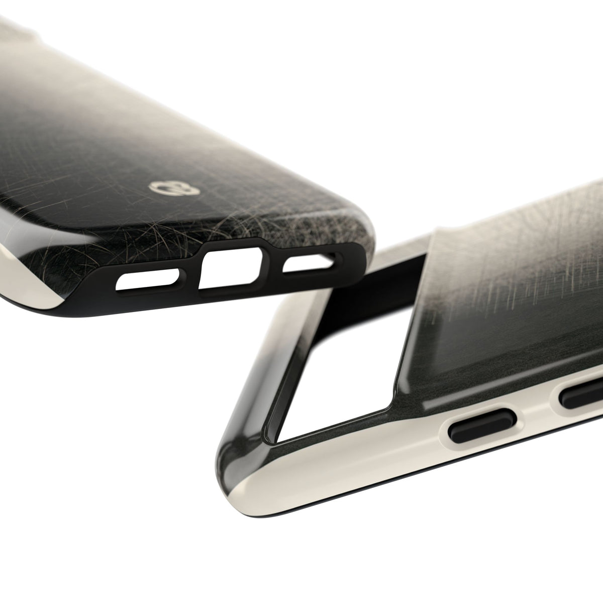 Beige Tough Phone Case for Google Pixel - Brutalist Graphite Grid