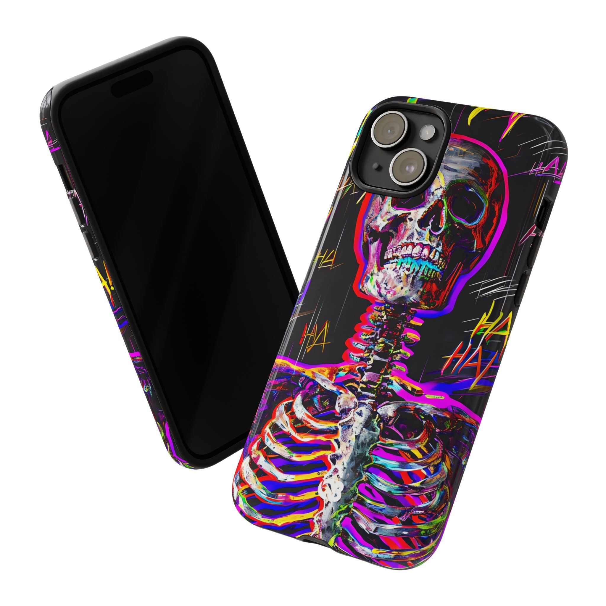Neon Glitch Skeleton · Tough Handyhülle für iPhone
