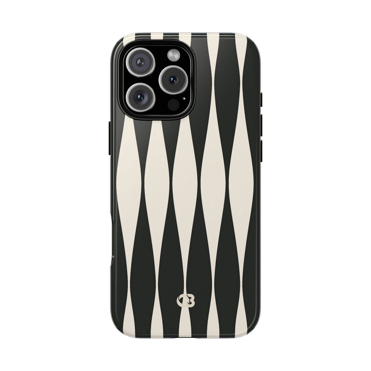 Black Tough Phone Case for iPhone - Ivory Spindle Grid