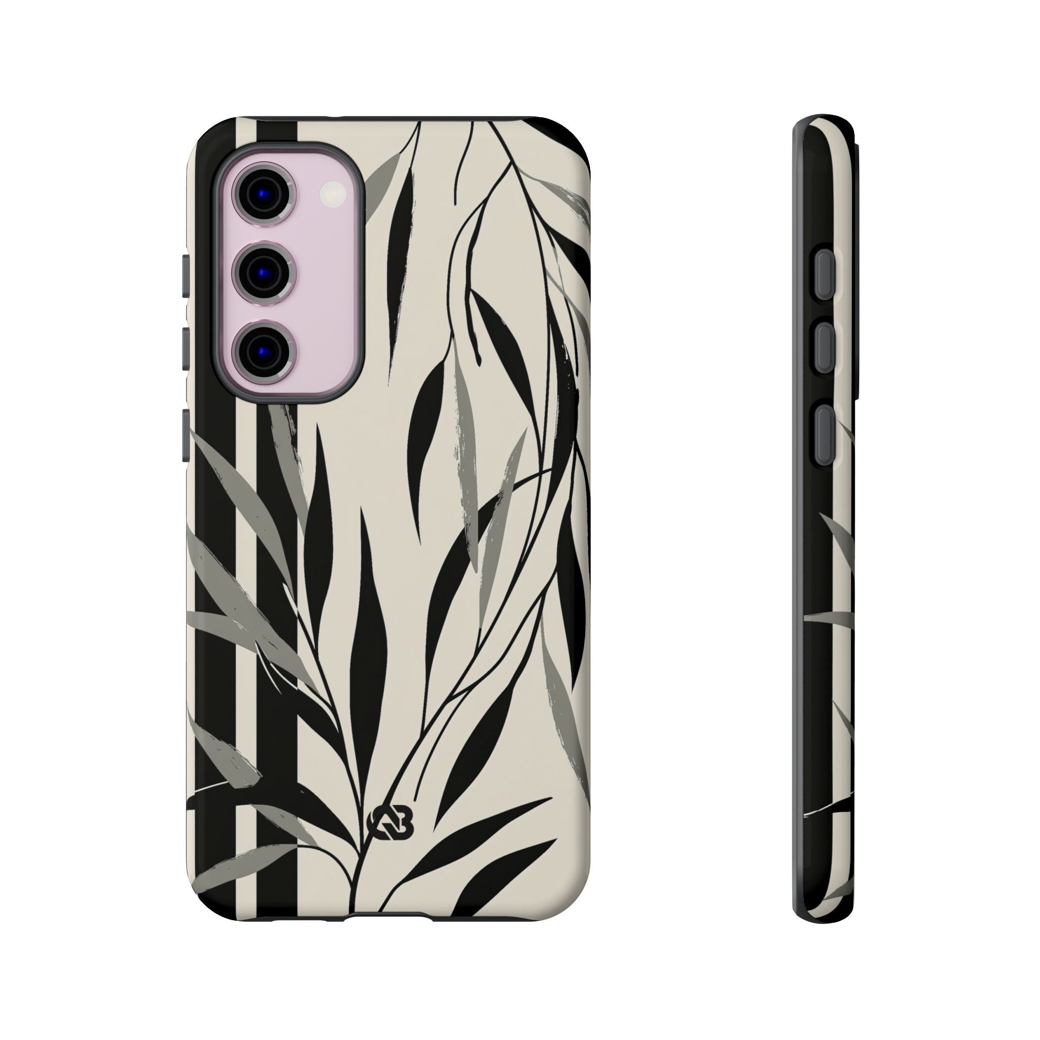Beige Tough Phone Case for Samsung - Soot Leaf Sketch