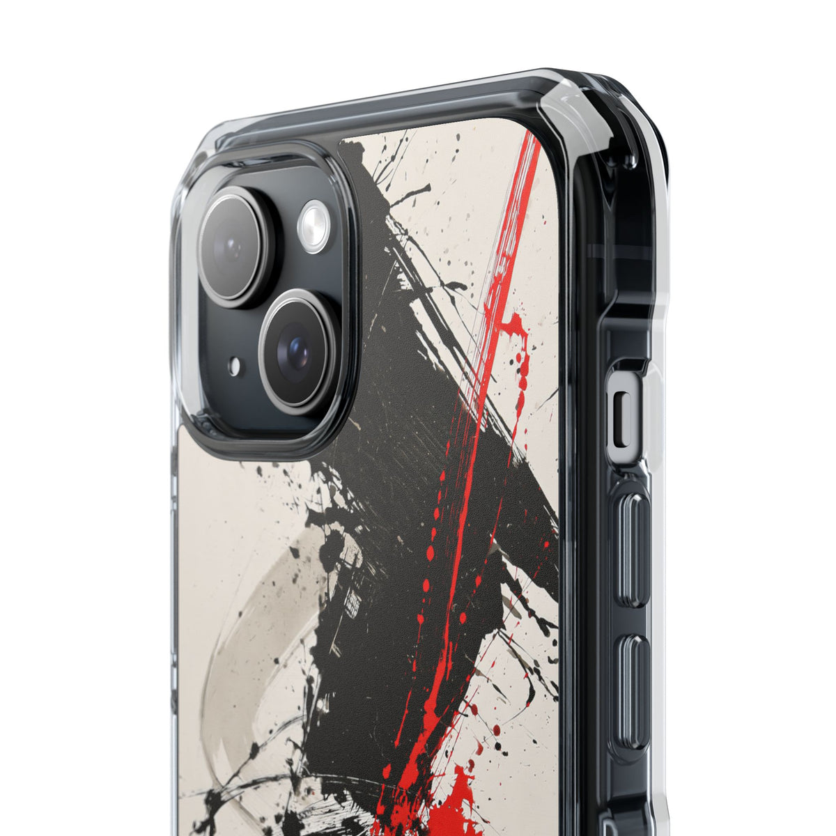 Crimson Sumi Slash · Clear Impact Magnetic Phone Case for iPhone · White