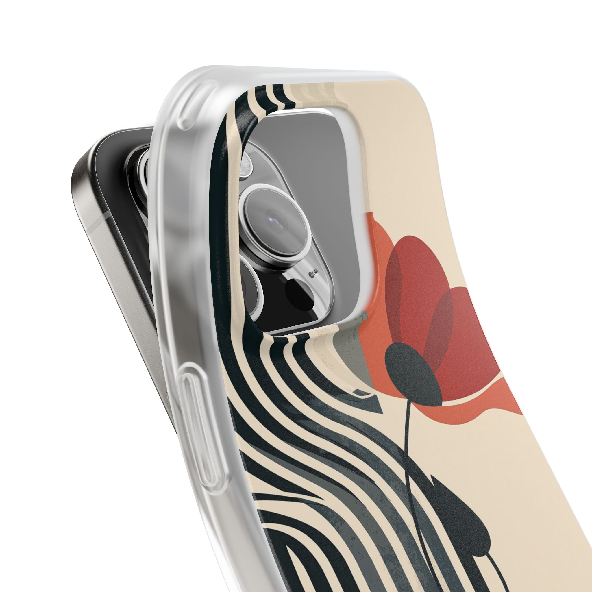 Beige Lite Phone Case for iPhone - Crimson Line Bloom