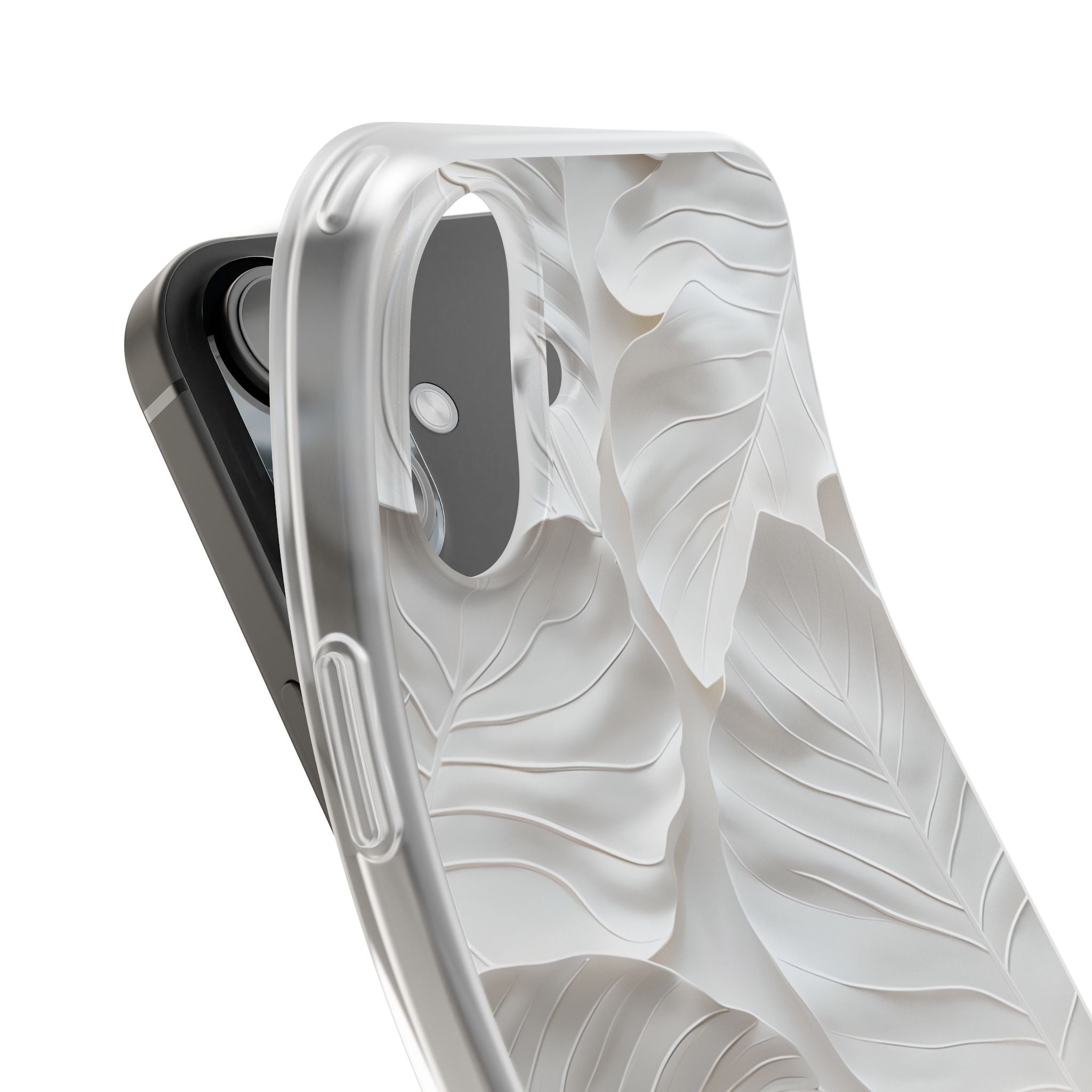 Sculpted Ivory Leaves · Soft Phone Case for iPhone