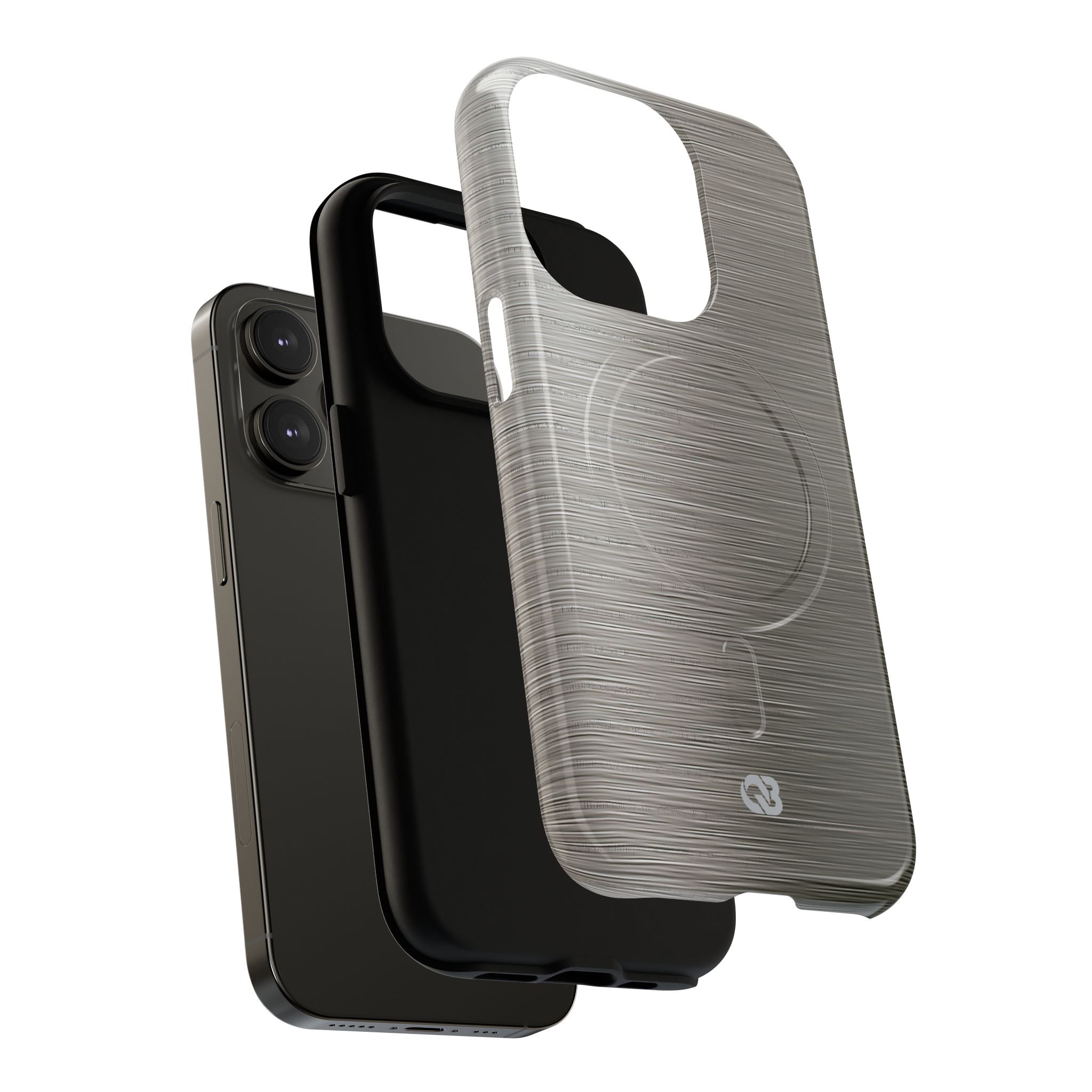 Grey Tough 2.0 Magsafe Phone Case for iPhone - Brushed Industrial Steel