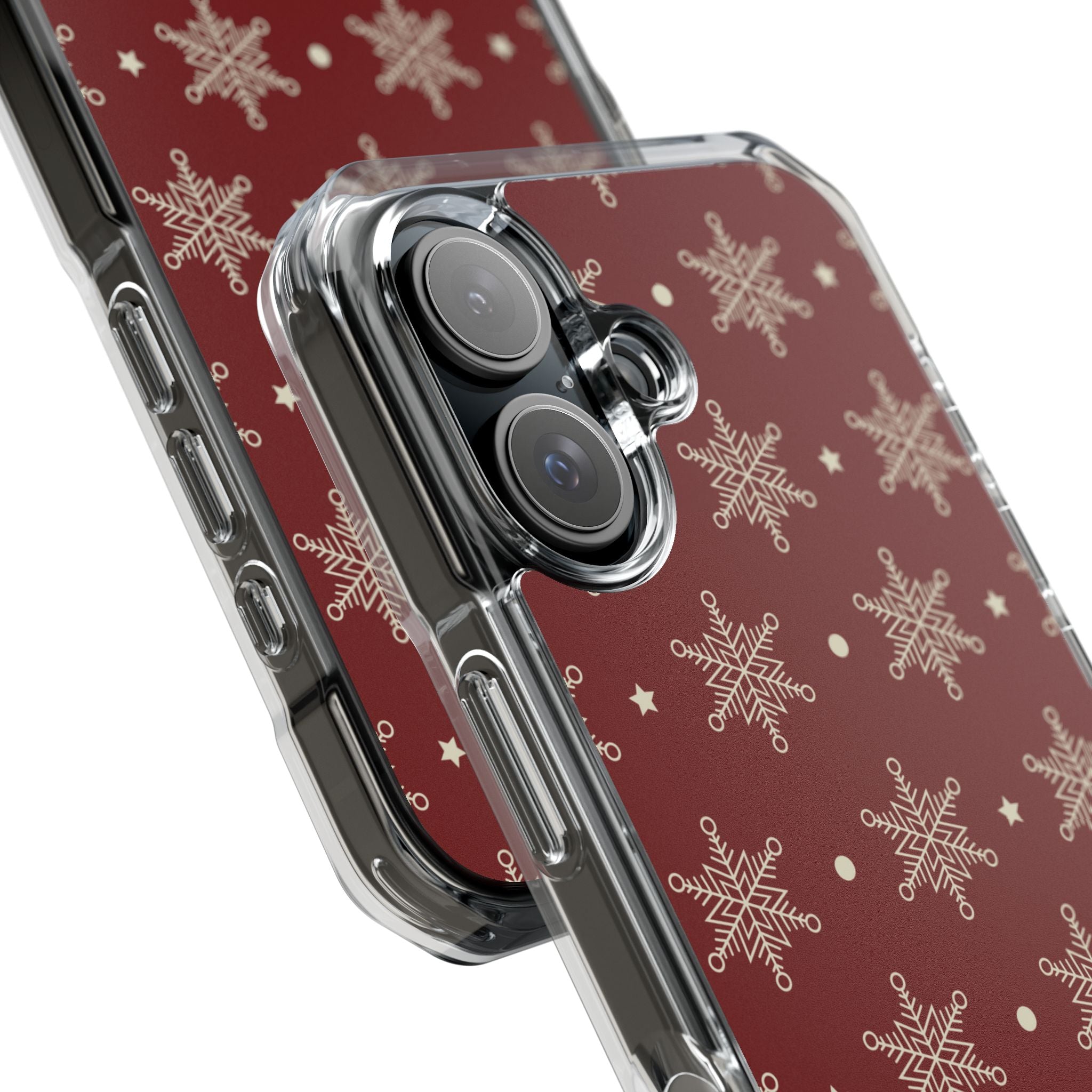 Cream Snowflake Crimson iPhone 16 Case - Impact