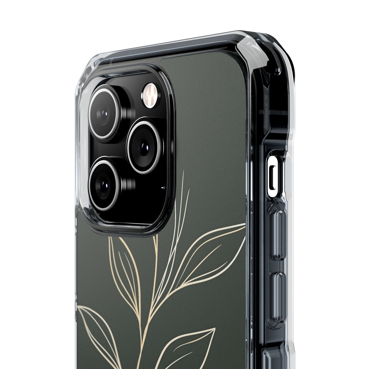 Minimal Botanical Stem · Clear Impact Magnetic Phone Case for iPhone · Green