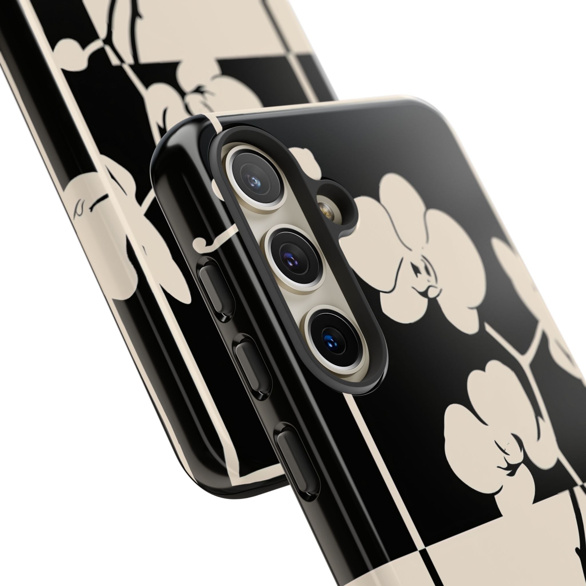 Beige Tough Phone Case for Samsung - Nocturnal Orchid Frame