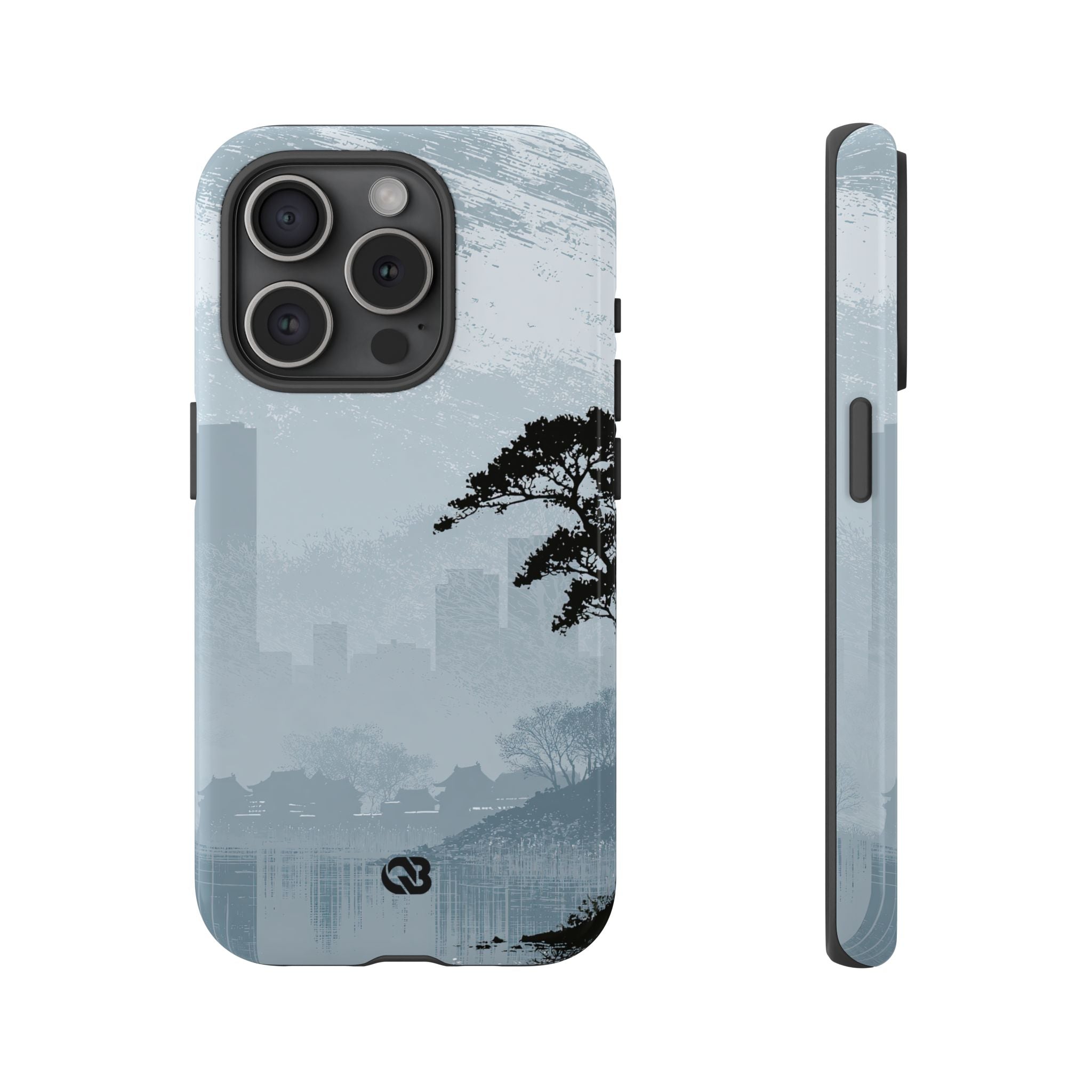 Grey Tough Phone Case for iPhone - Steel Slate Zen