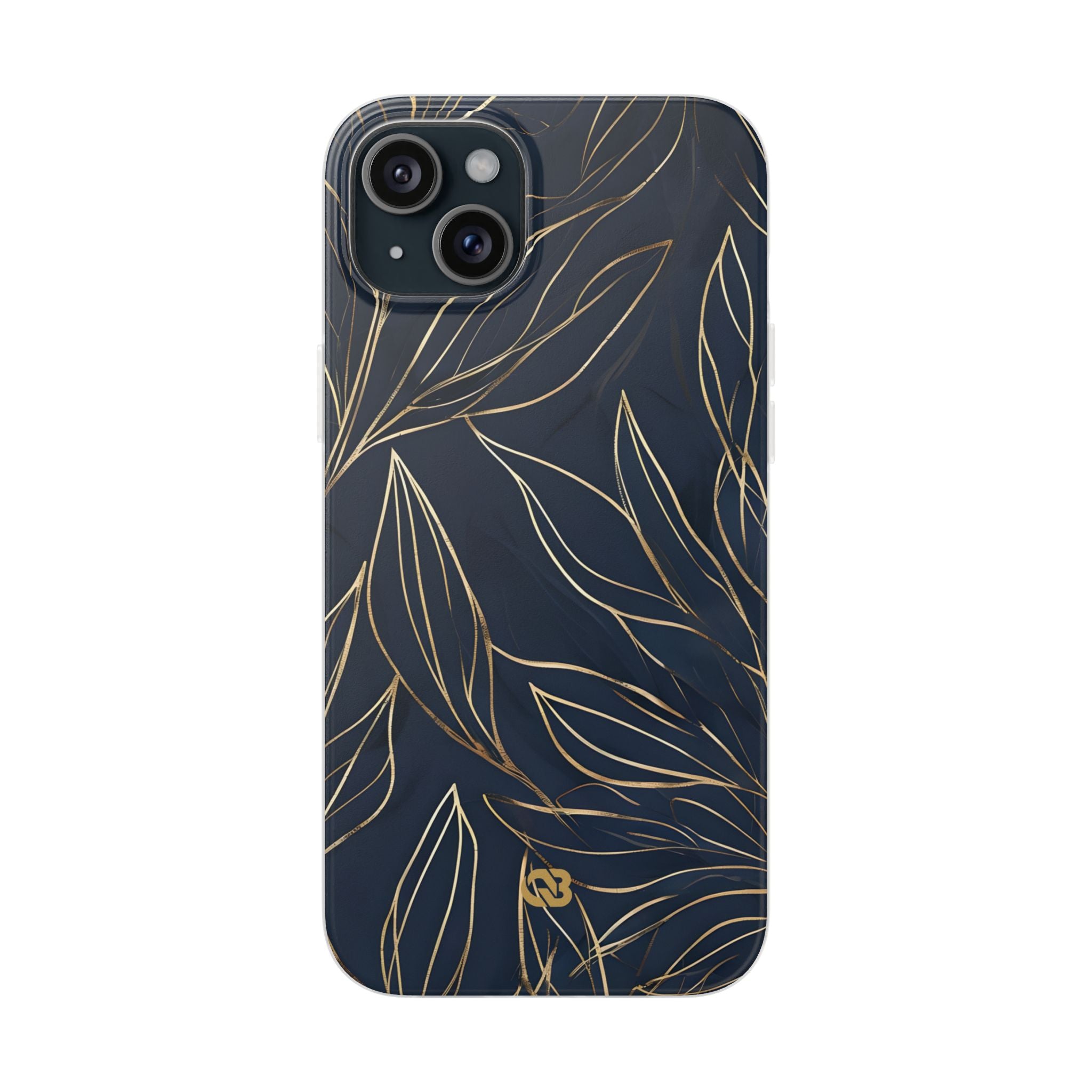 Gilded Navy Foliage · Soft Phone Case for iPhone
