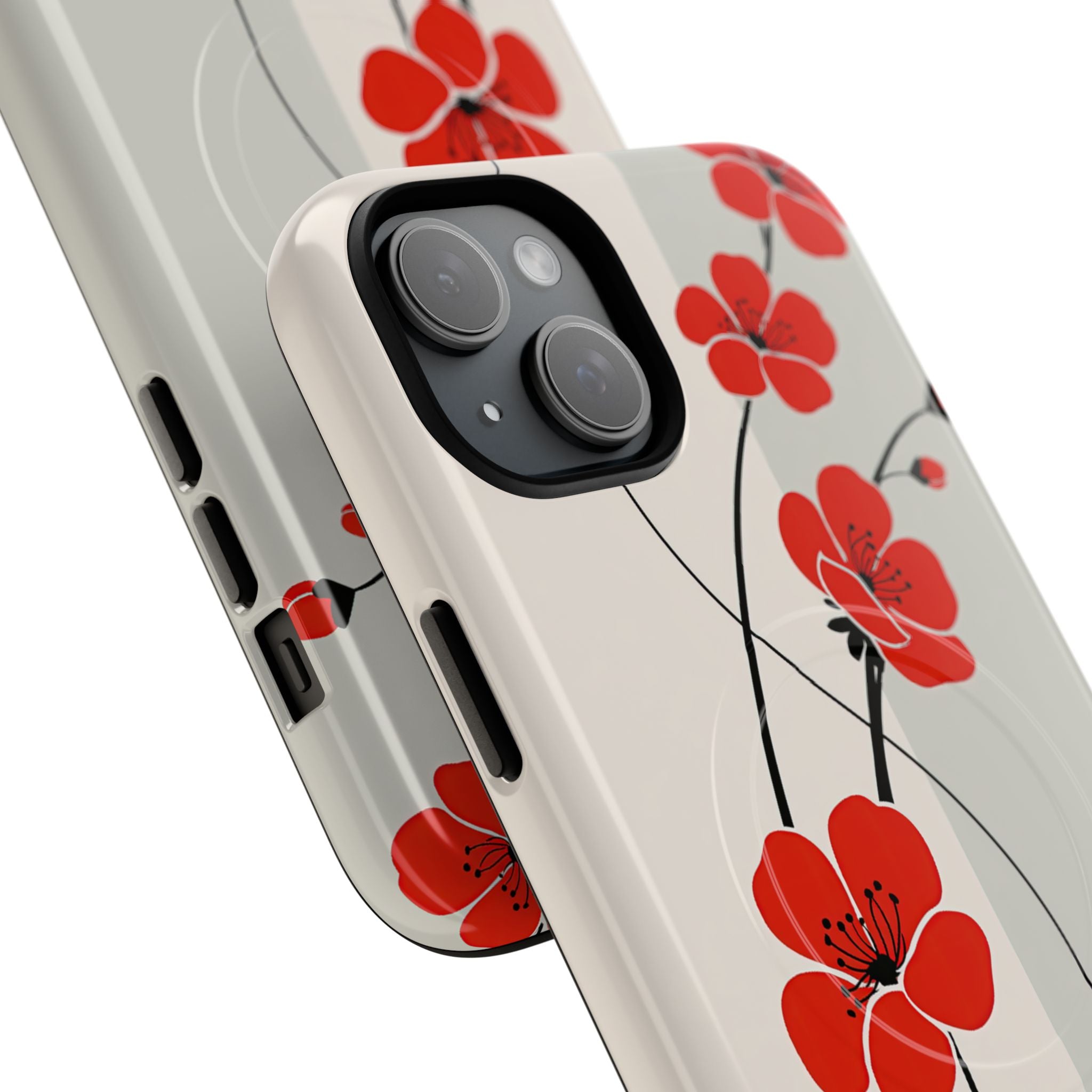 Red Tough 2.0 Magsafe Phone Case for iPhone - Crimson Plum Ink