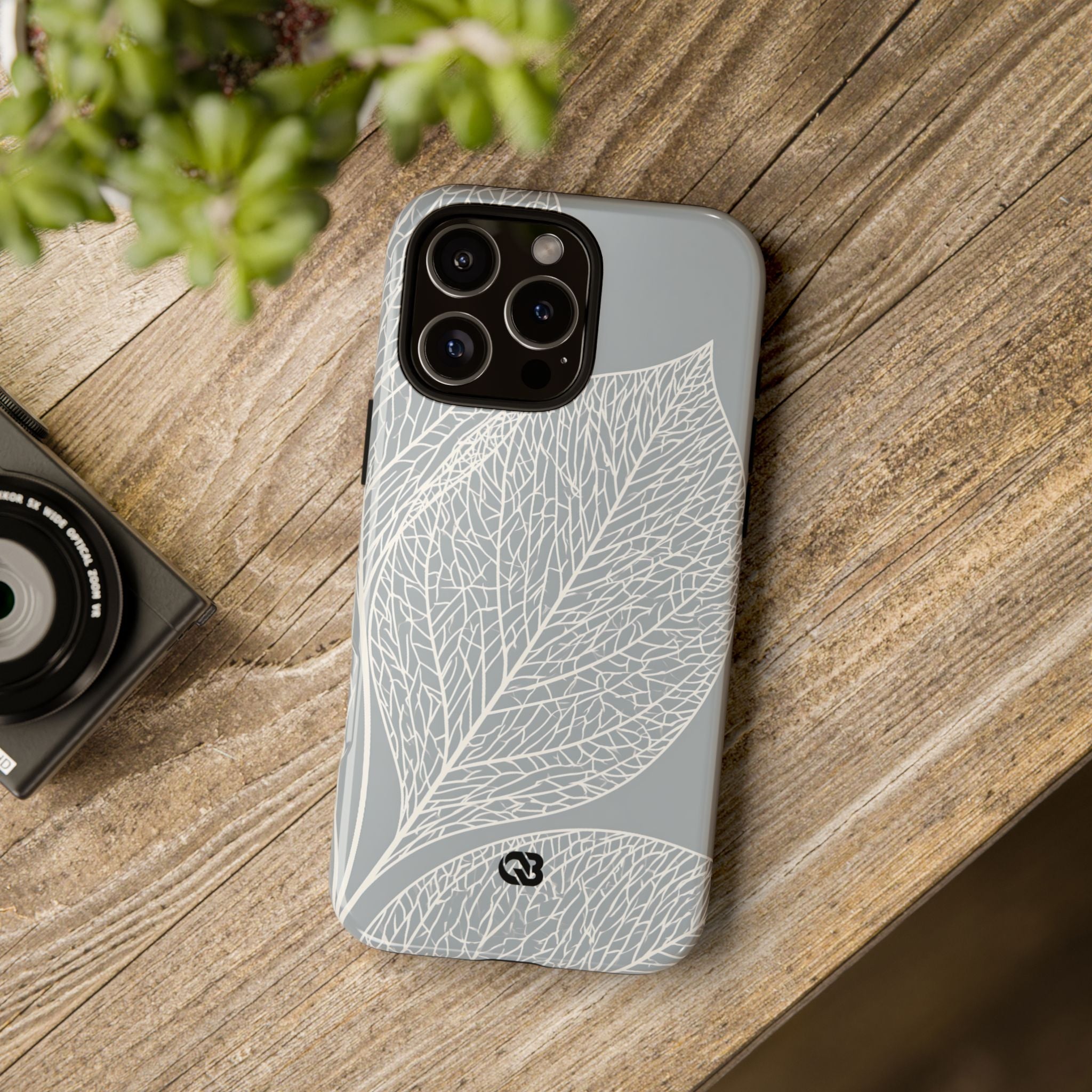 Grey Tough Phone Case for iPhone - Frosted Ash Veins