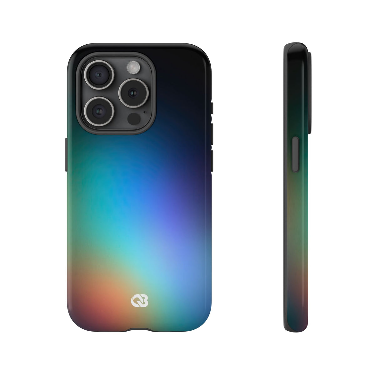 Black Tough Phone Case for iPhone - Electric Prism Grain