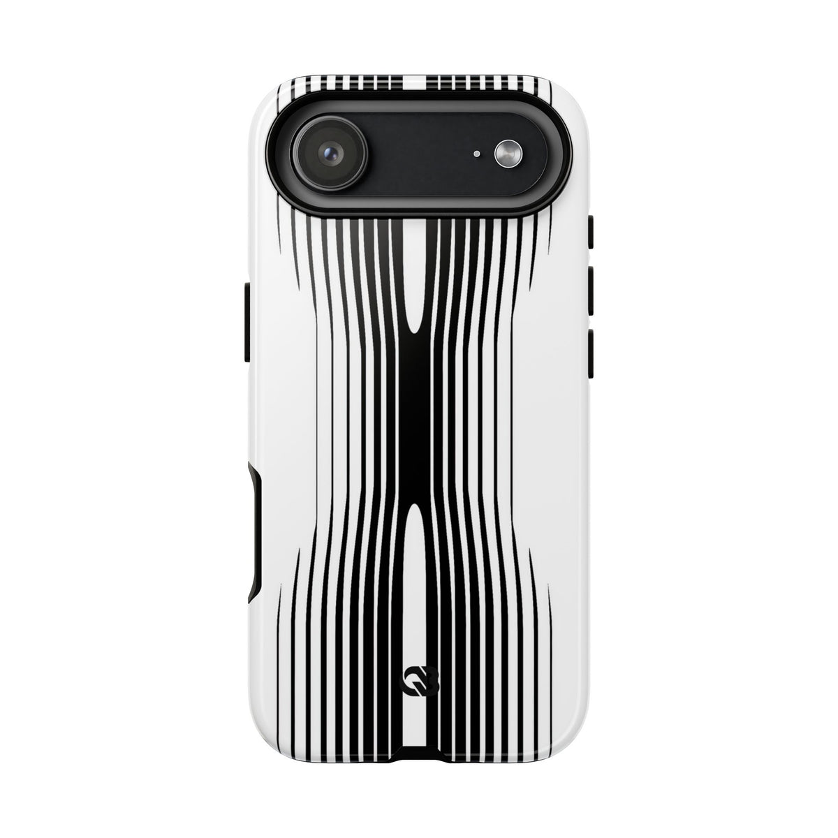 White Tough Phone Case for iPhone - Kinetic Mono Distortion