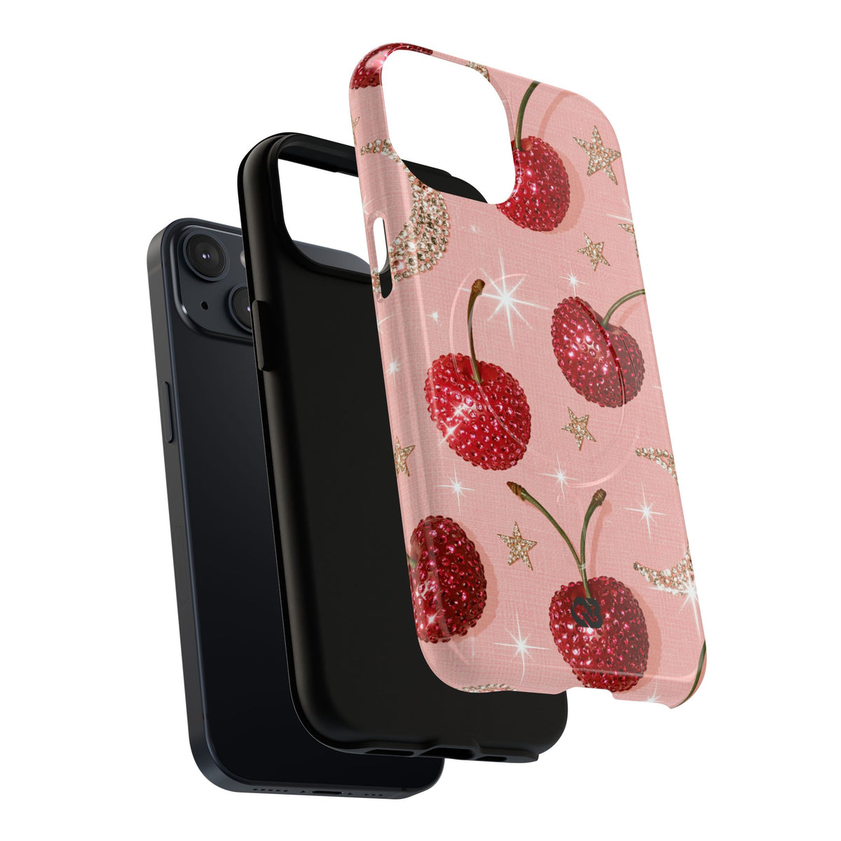 Bedazzled Ruby Cherries · Tough 2.0 Magnetic Phone Case for iPhone · Pink