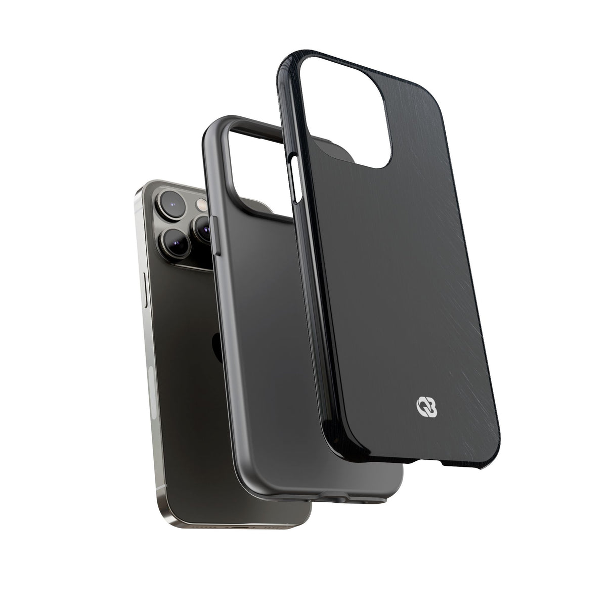 Black Tough Phone Case for iPhone - Midnight Brushed Grain