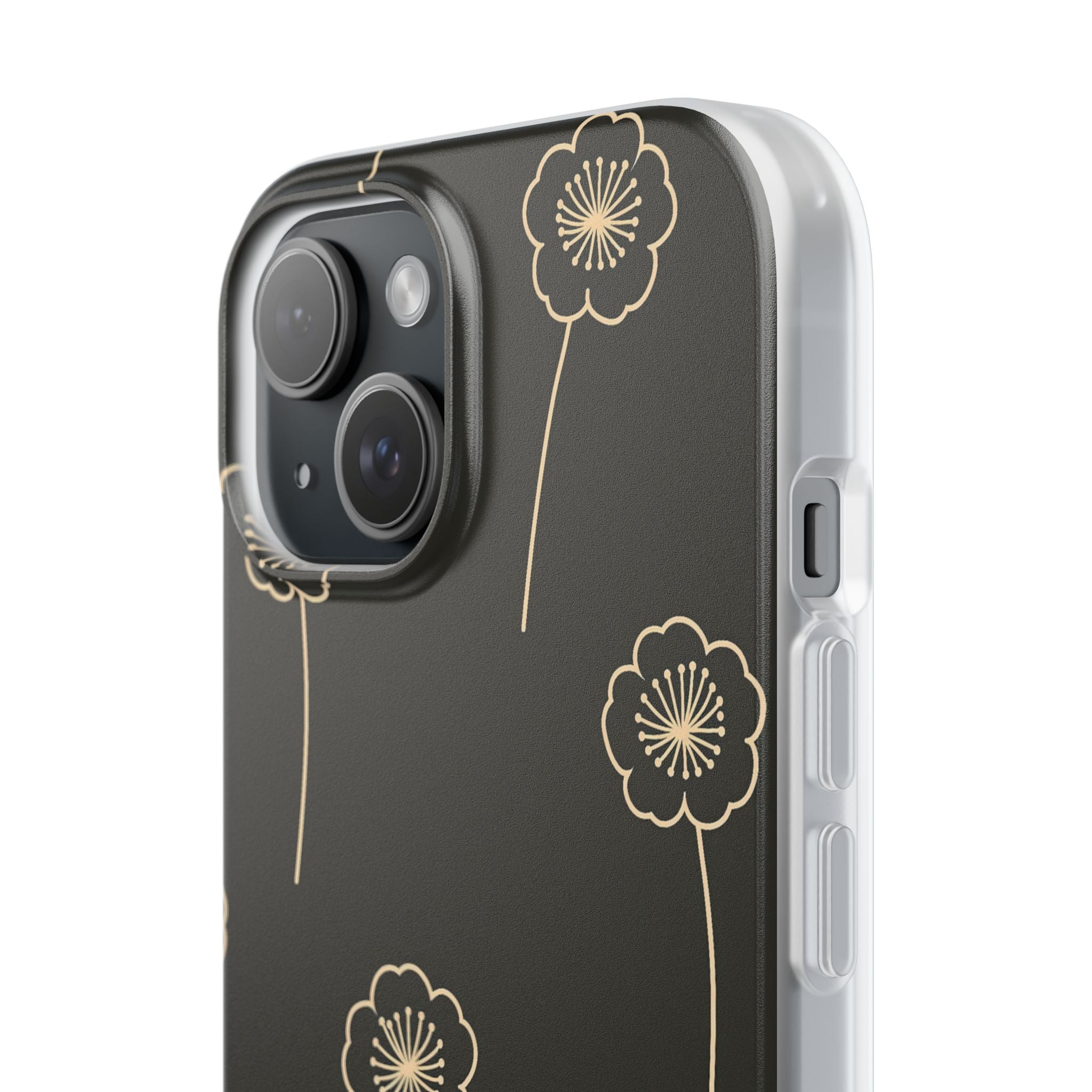 Black Lite Phone Case for iPhone - Obsidian Sand Petals