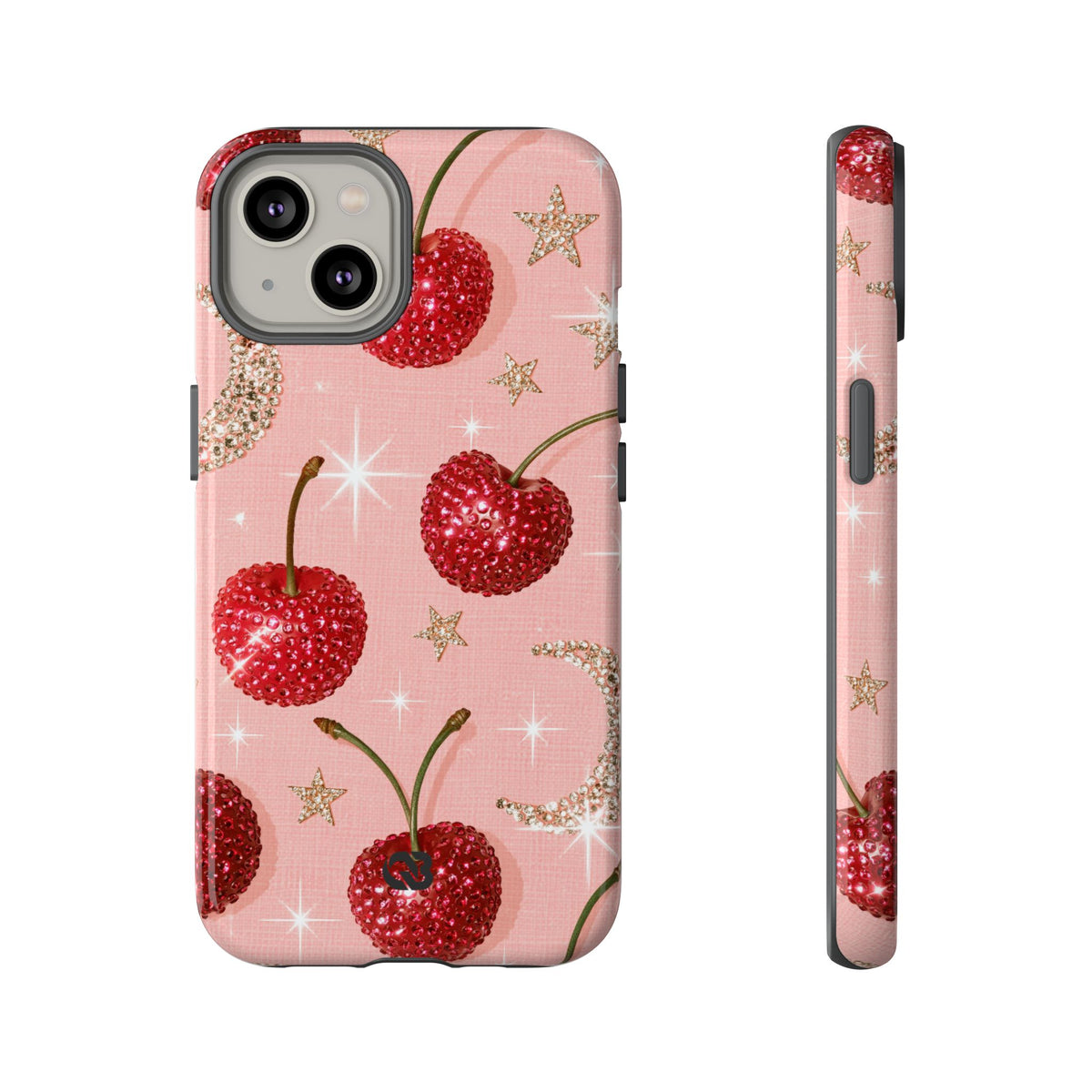 Bedazzled Ruby Cherries · Tough Phone Case for iPhone · Pink