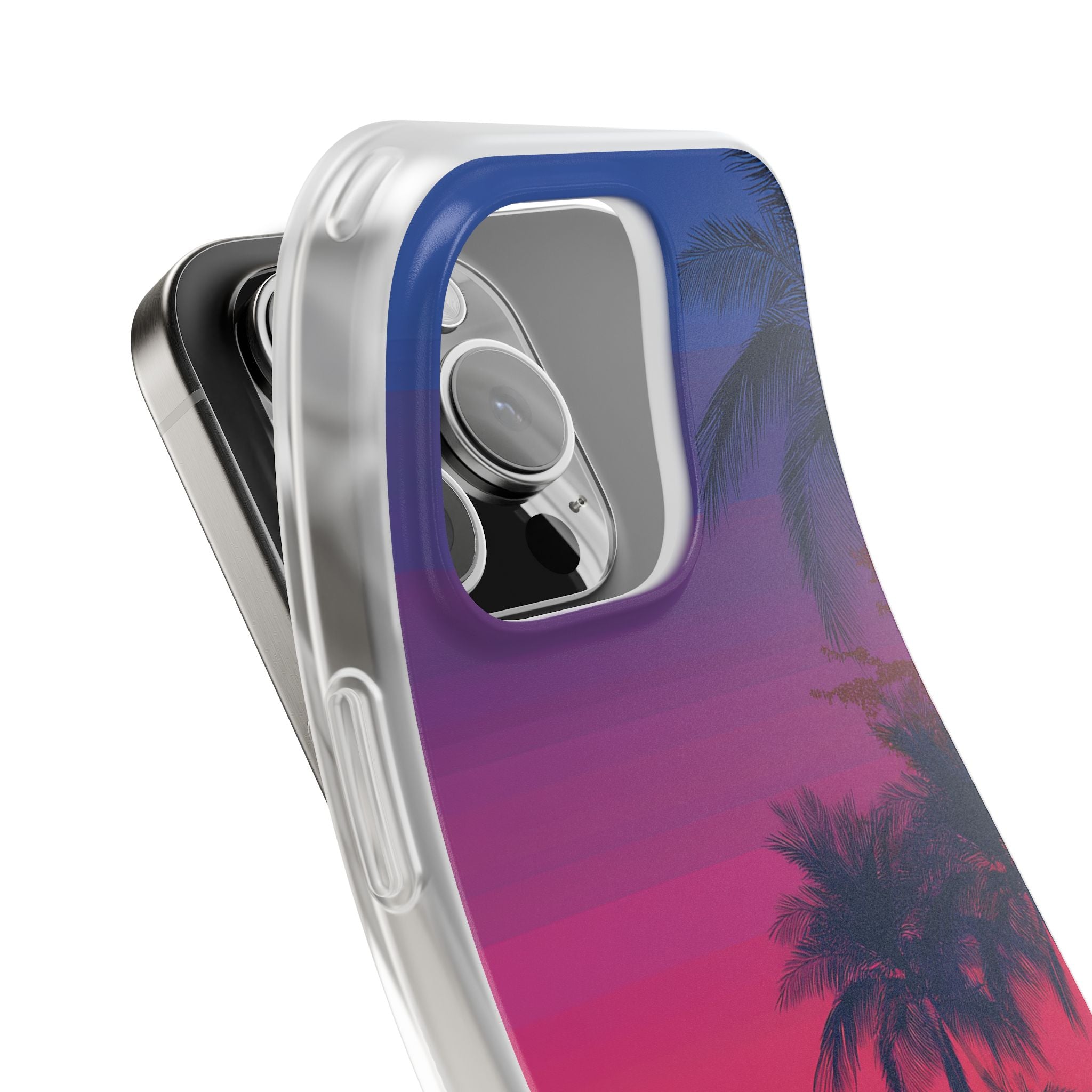 Neon Horizon Palms · Soft Capa para iPhone