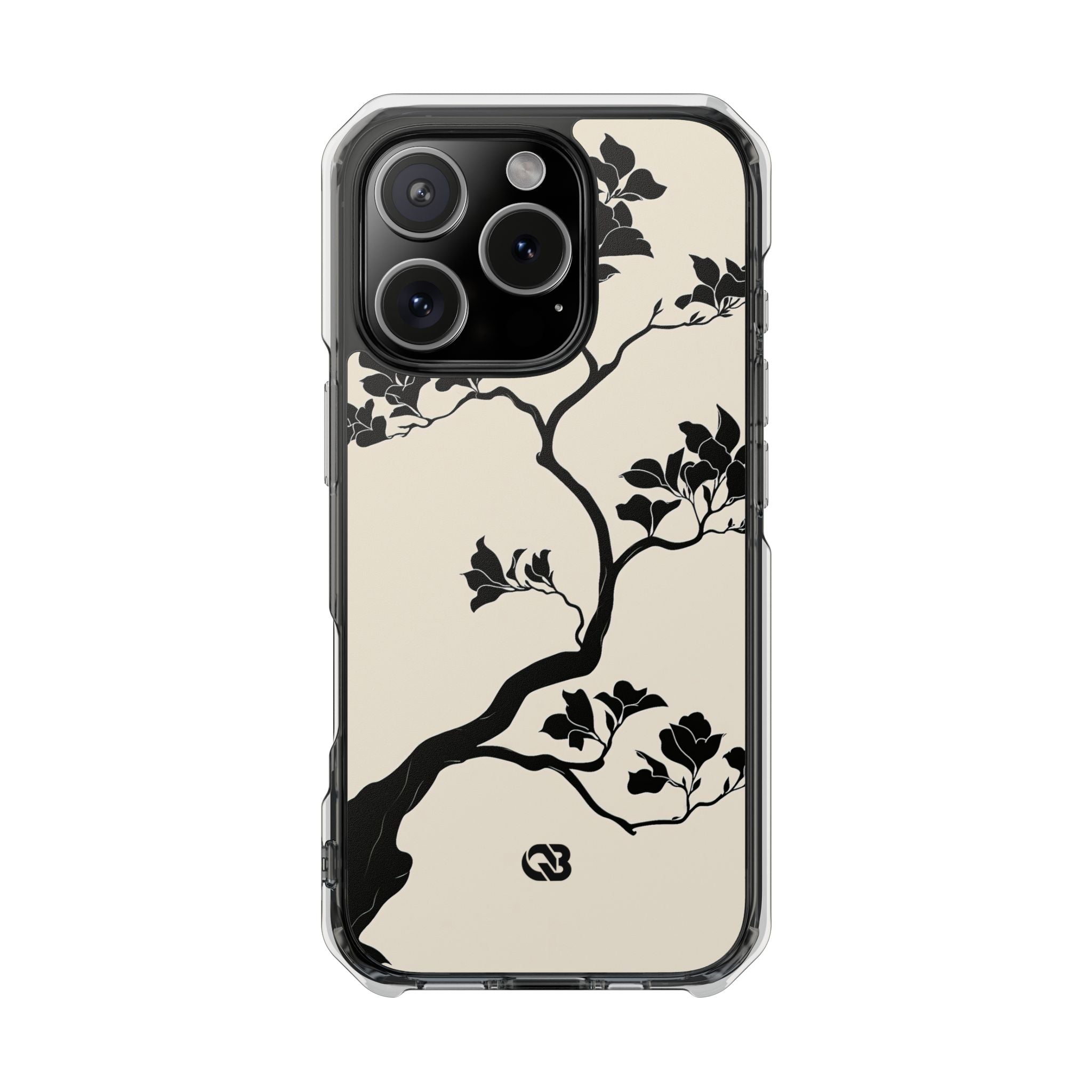 Beige Impact MagSafe Phone Case for iPhone - Obsidian Bonsai Silhouette