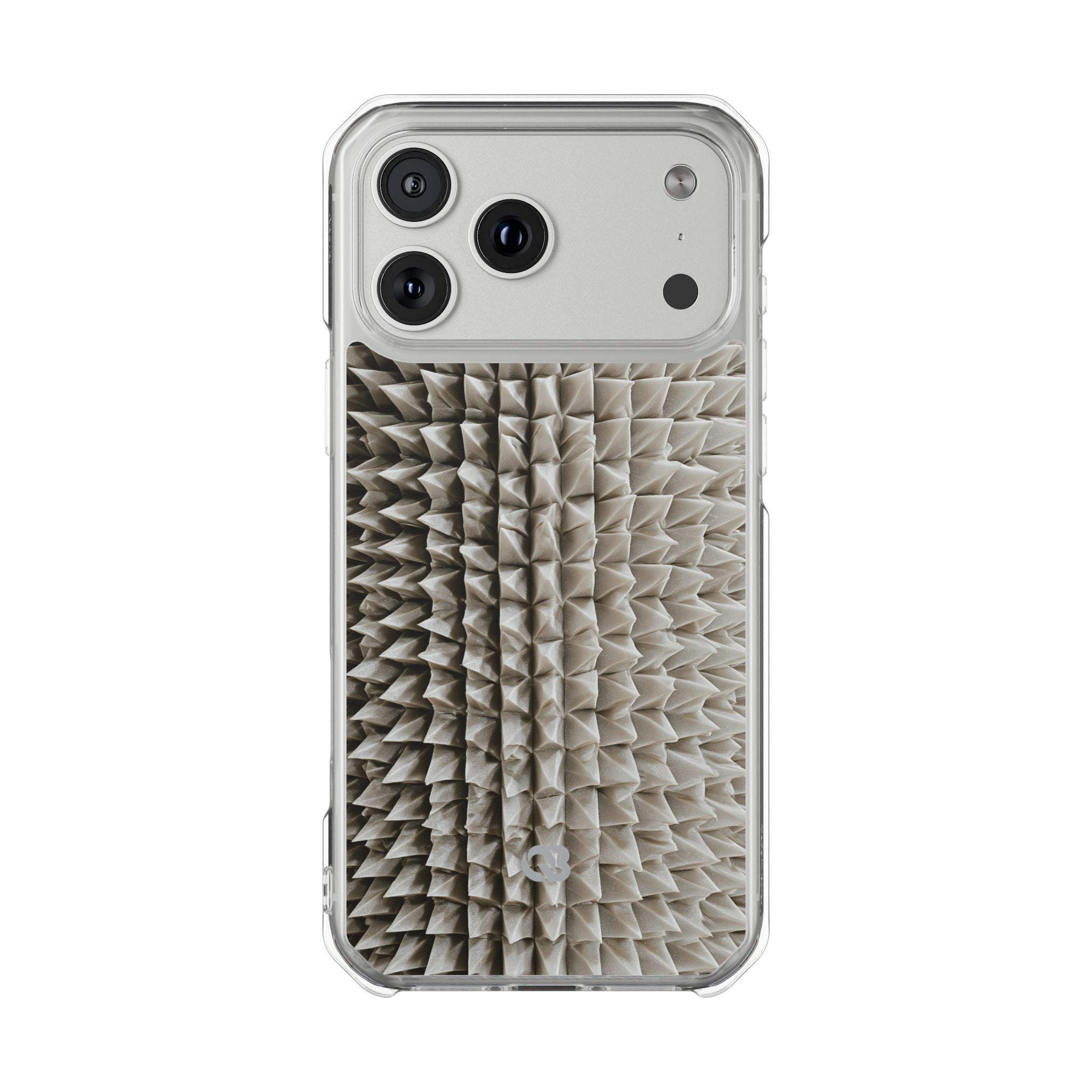 Beige Impact MagSafe Phone Case for iPhone - Bone Spiked Grid