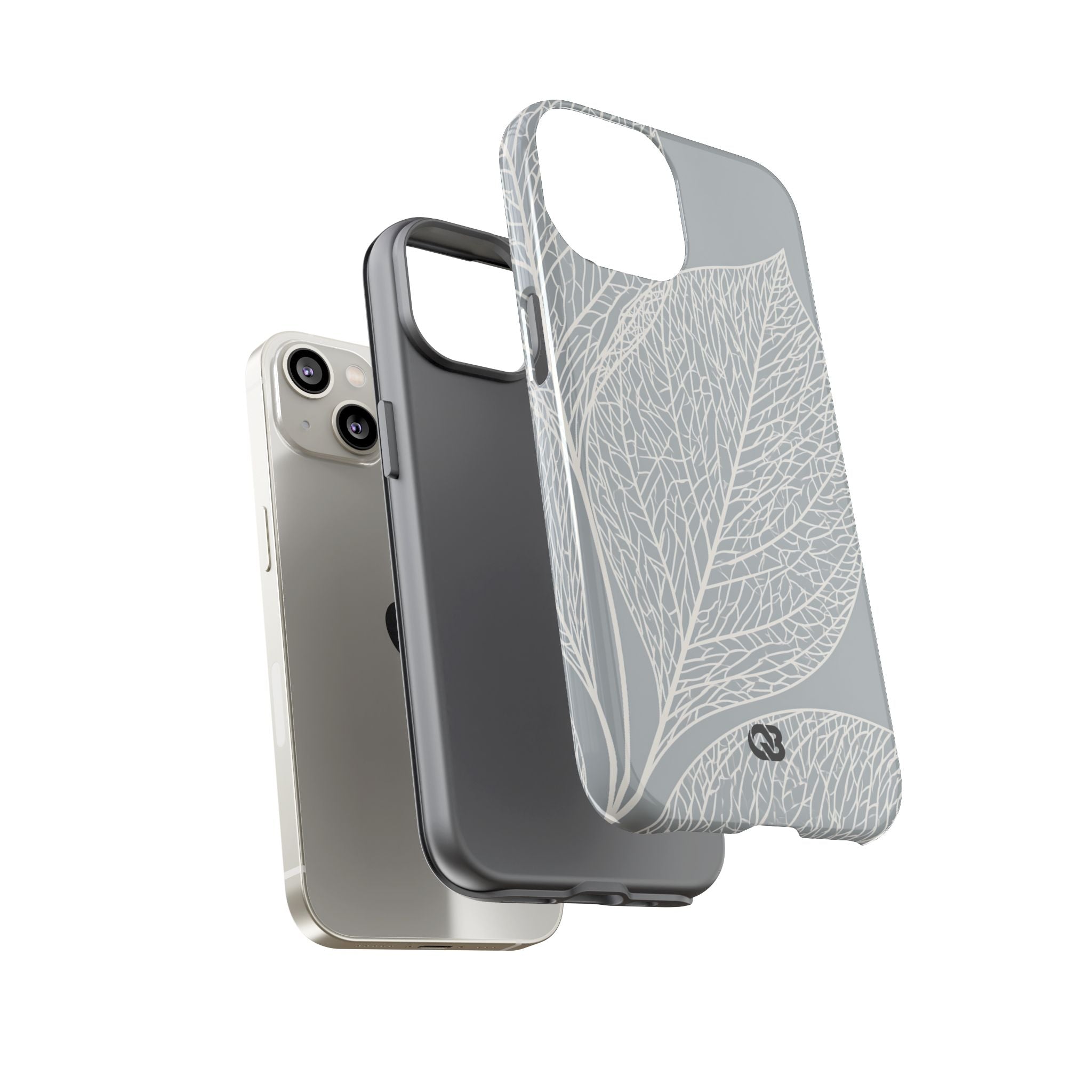 Grey Tough Phone Case for iPhone - Frosted Ash Veins