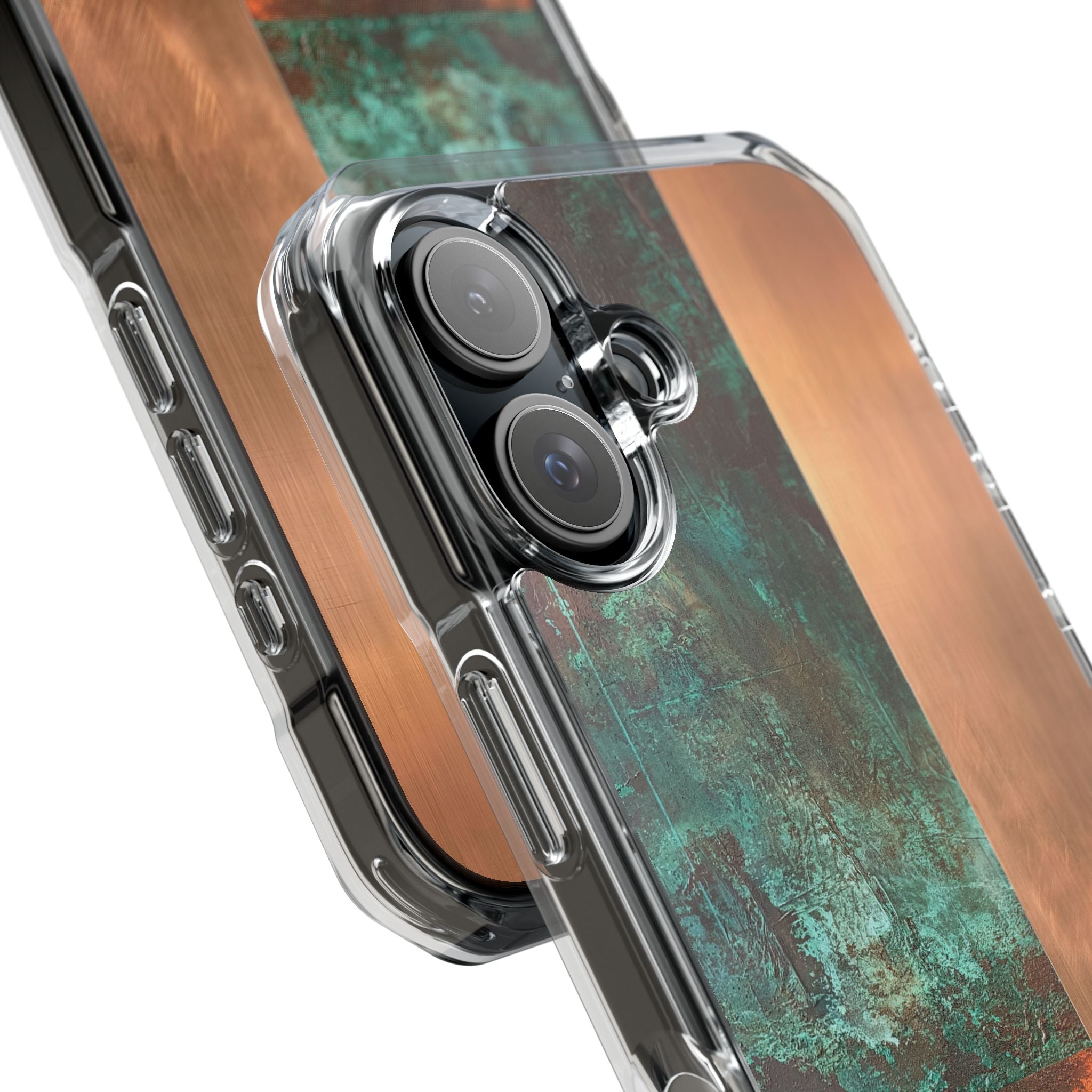 Teal Impact MagSafe Phone Case for iPhone - Verdigris Copper Slab