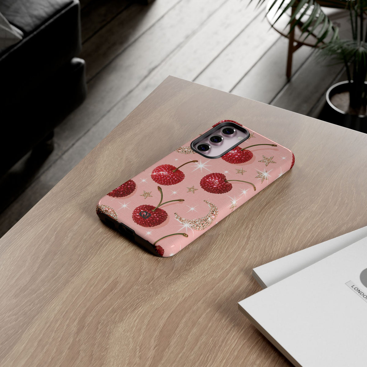 Bedazzled Ruby Cherries · Tough Phone Case for Samsung · Pink