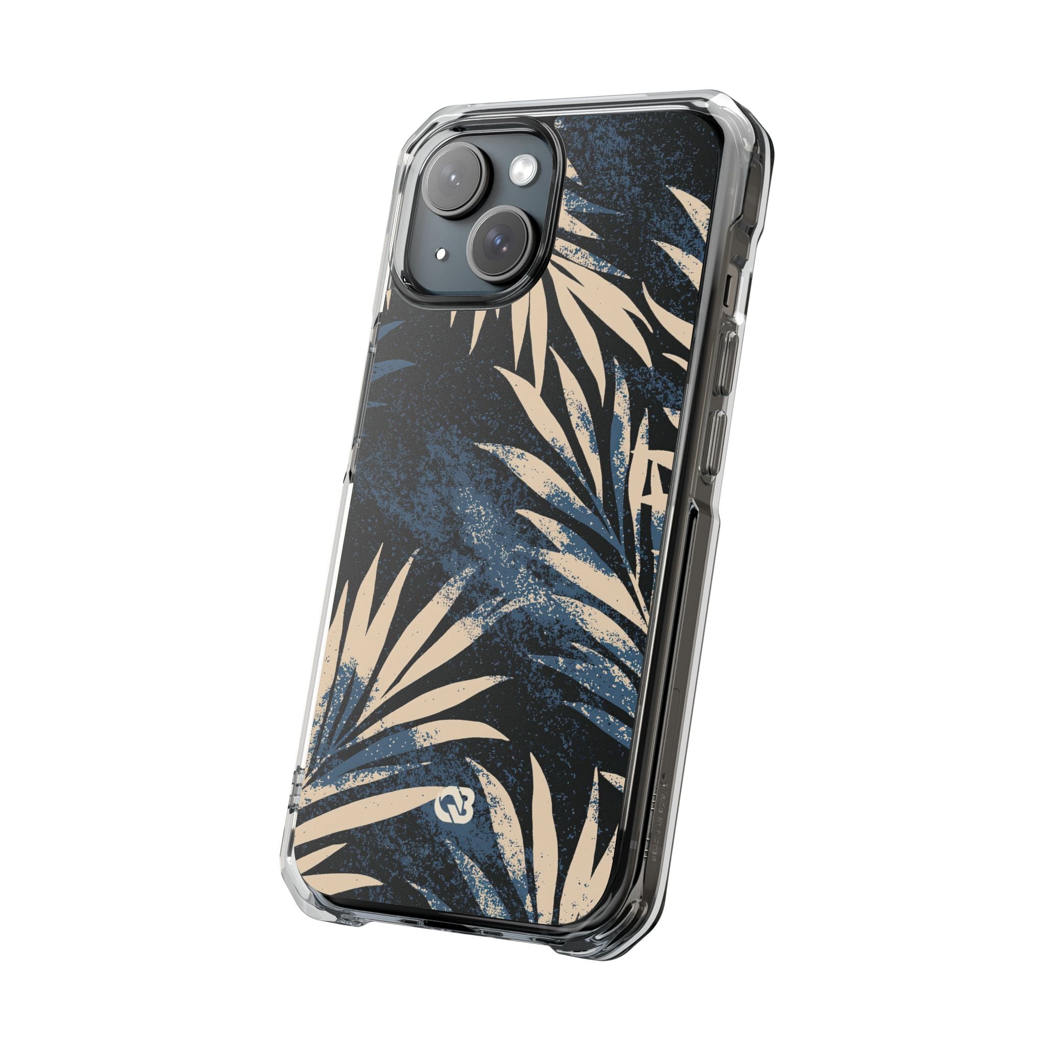Blue Impact MagSafe Phone Case for iPhone - Midnight Indigo Palm