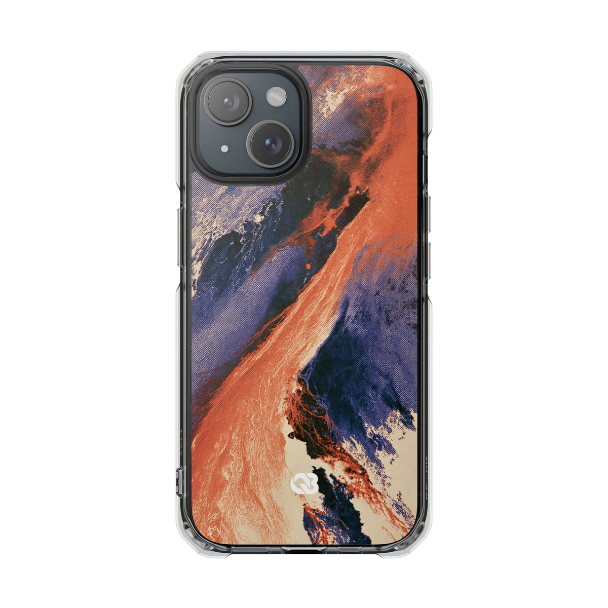 Solar Aura Drift · Clear Impact Magnetic Phone Case for iPhone · Orange