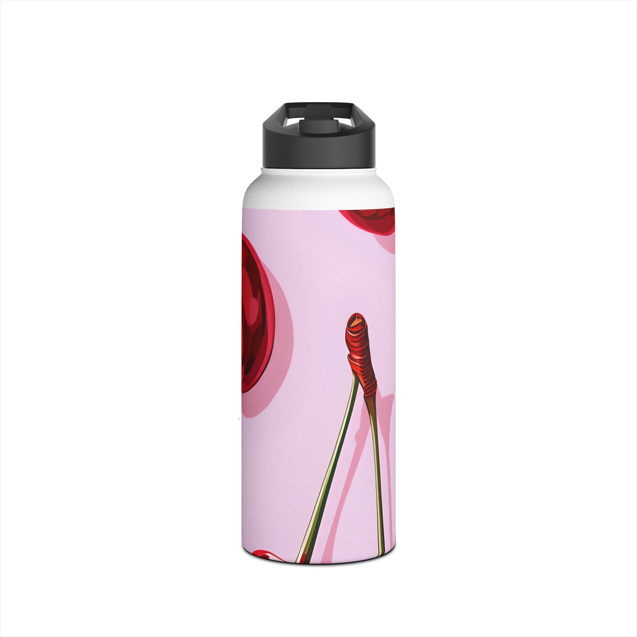 Glossy Cherry Glow - Stainless Steel Water Bottle