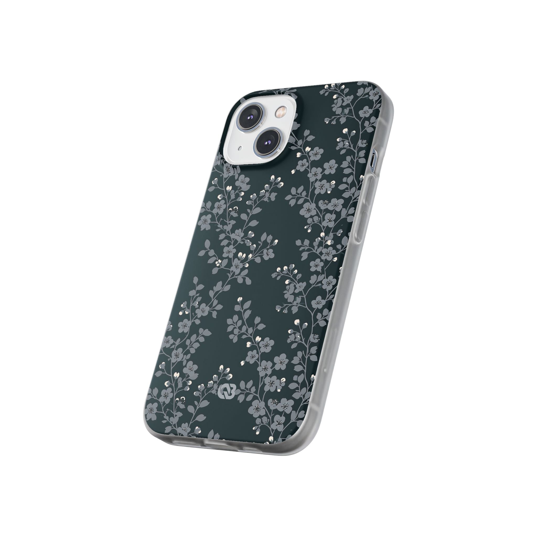 Black Lite Phone Case for iPhone - Midnight Slate Blossom