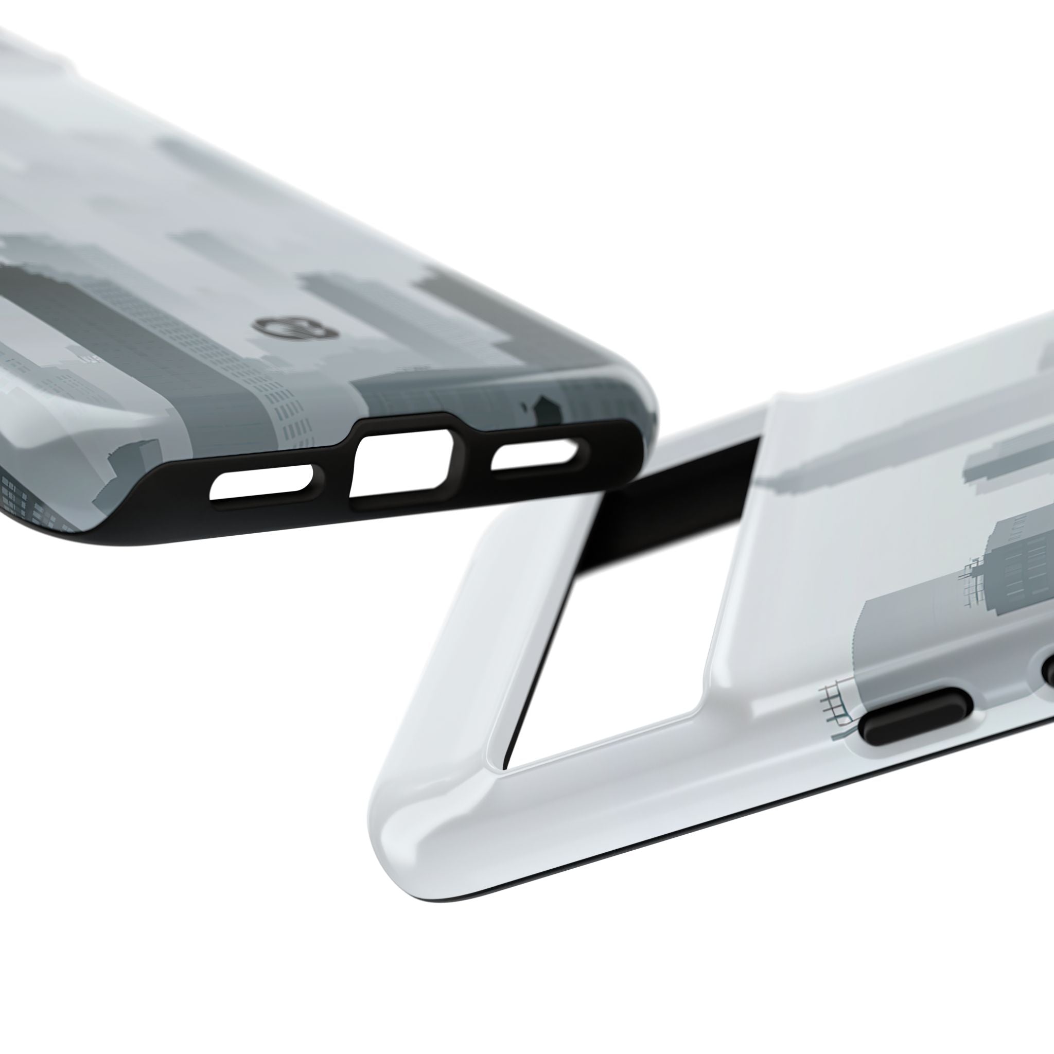 Grey Tough Phone Case for Google Pixel - Steel Mist Skyline