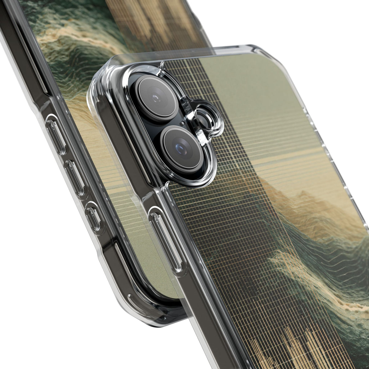 Beige Impact MagSafe Phone Case for iPhone - Veridian Data Ridge
