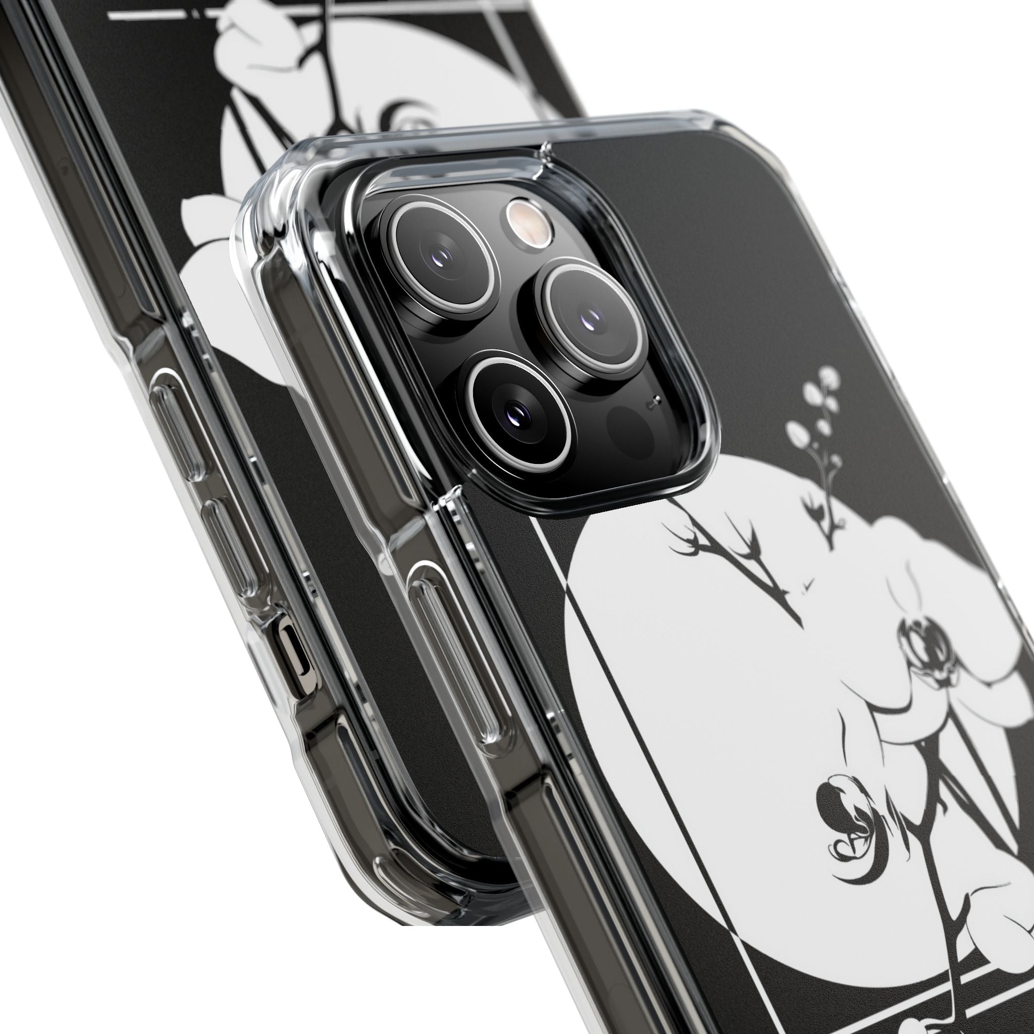Black Impact MagSafe Phone Case for iPhone - Lunar Orchid Grid
