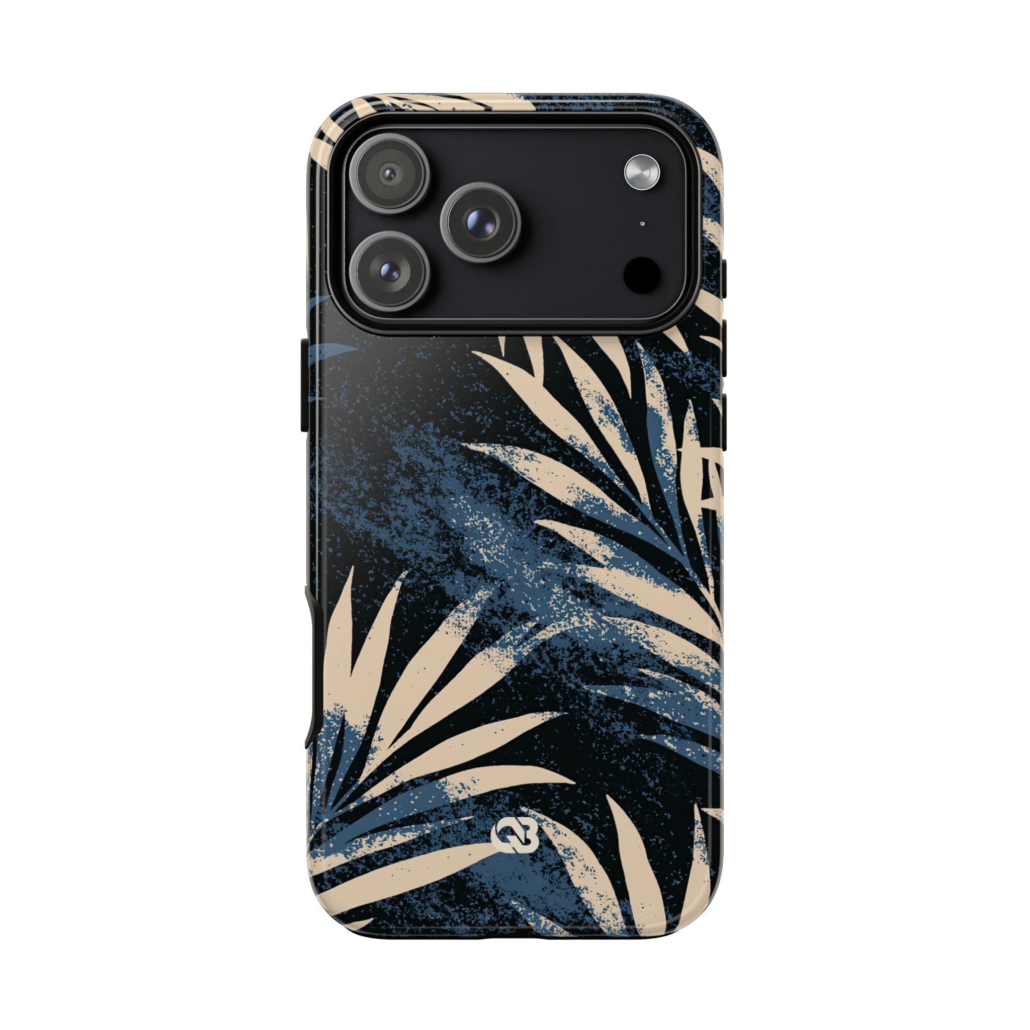 Blue Tough Phone Case for iPhone - Midnight Indigo Palm