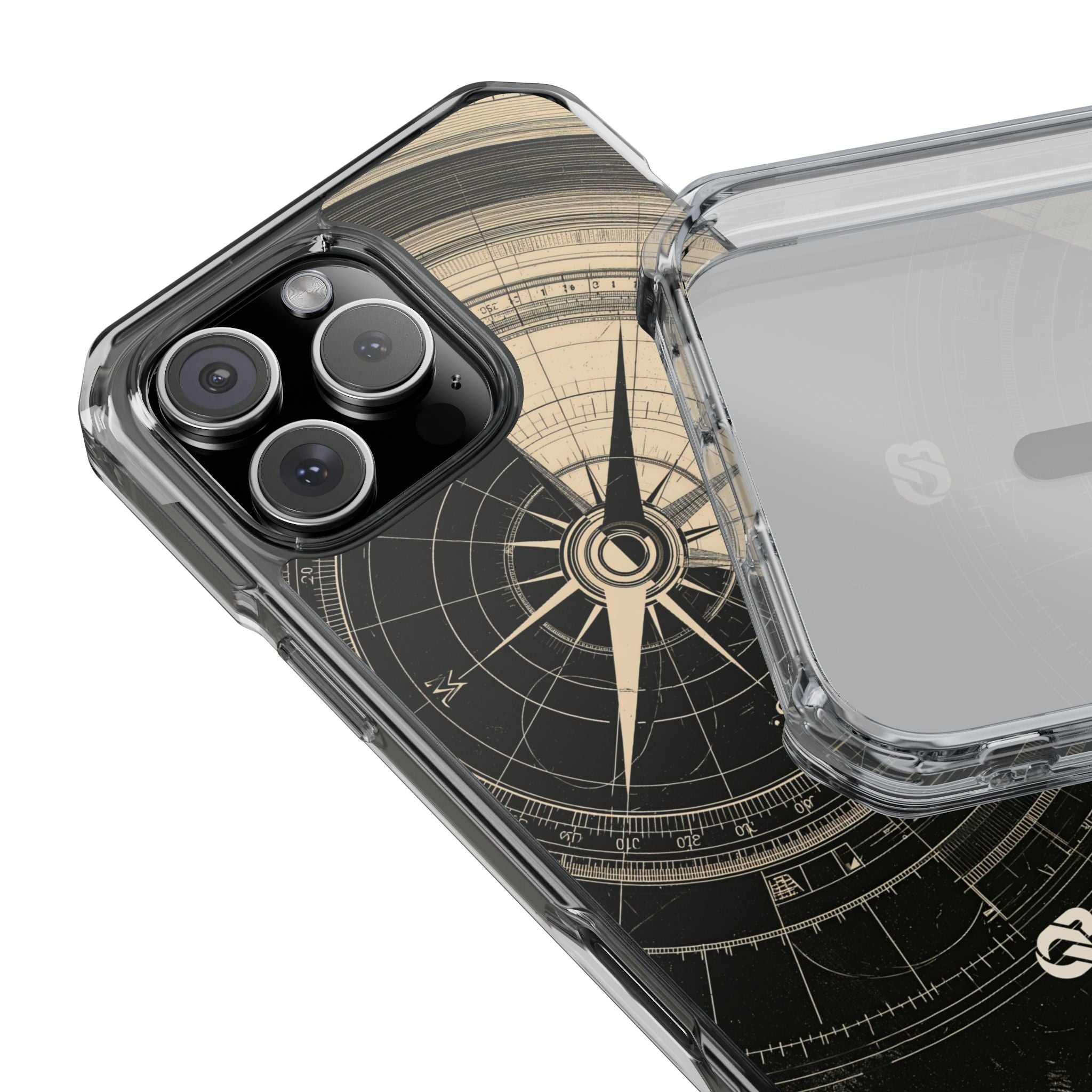 Beige Impact MagSafe Phone Case for iPhone - Obsidian Nautical Blueprint