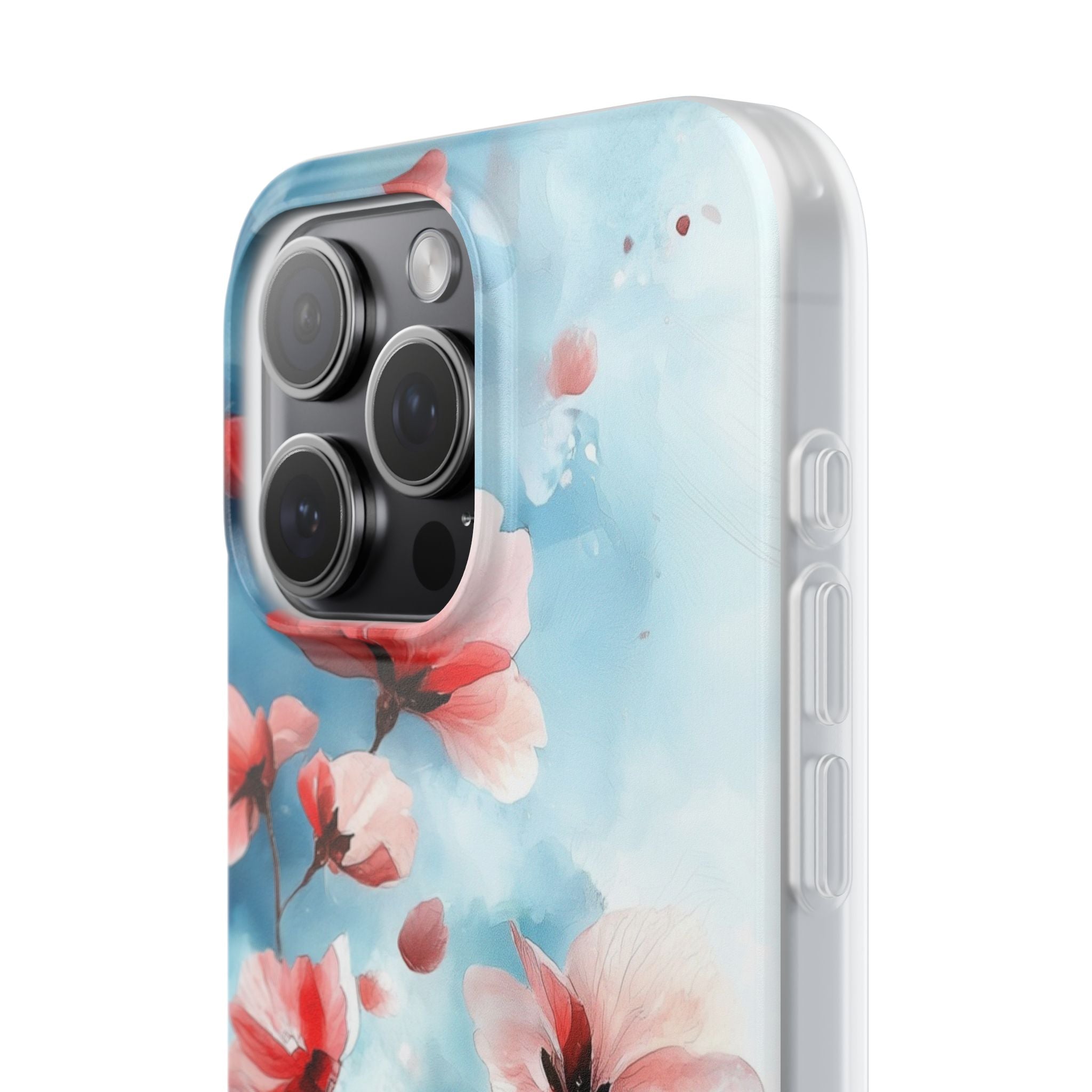 Pink Blossom Drift iPhone 15 Pro Max Cover - Blød